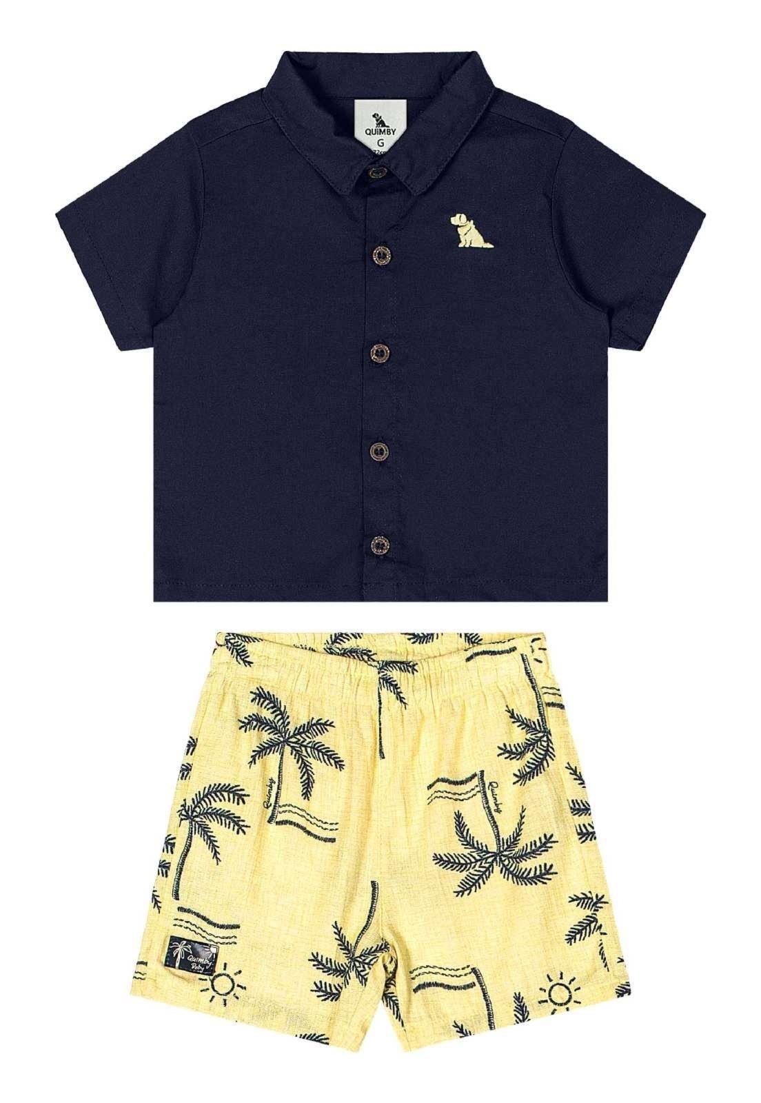 Vista 3 Infantil - Conjunto Camisa e Bermuda Quimby bege Quimby bege