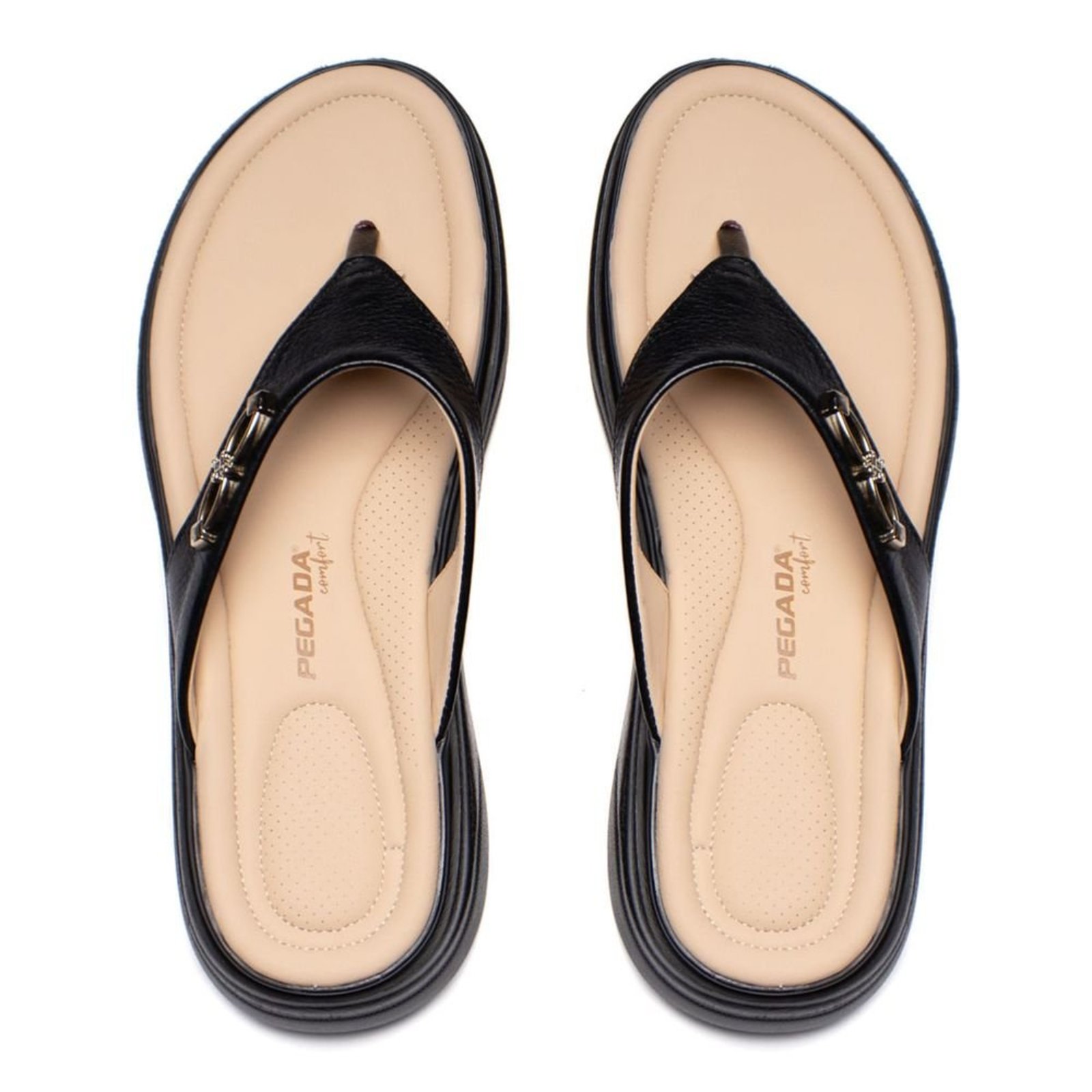 Chinelo Feminino Pegada Nature Couro Levitech Preto