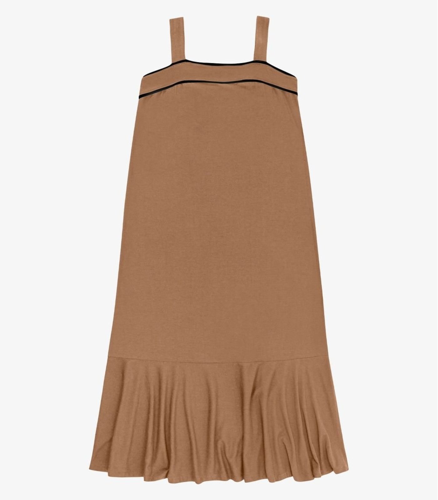 Vestido Feminino Super Midi Evasê Liso Endless Marrom