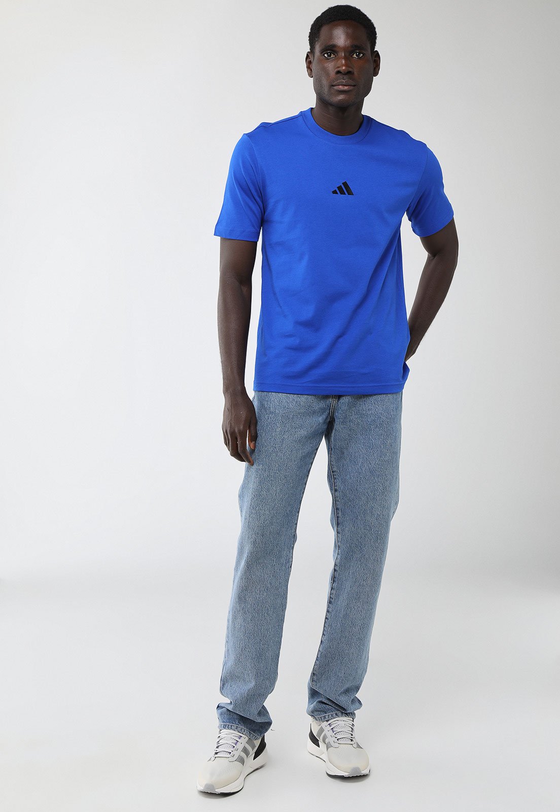 Vista 3 Camiseta Masculina Adidas Small Logo adidas Sportswear azul adidas Sportswear azul