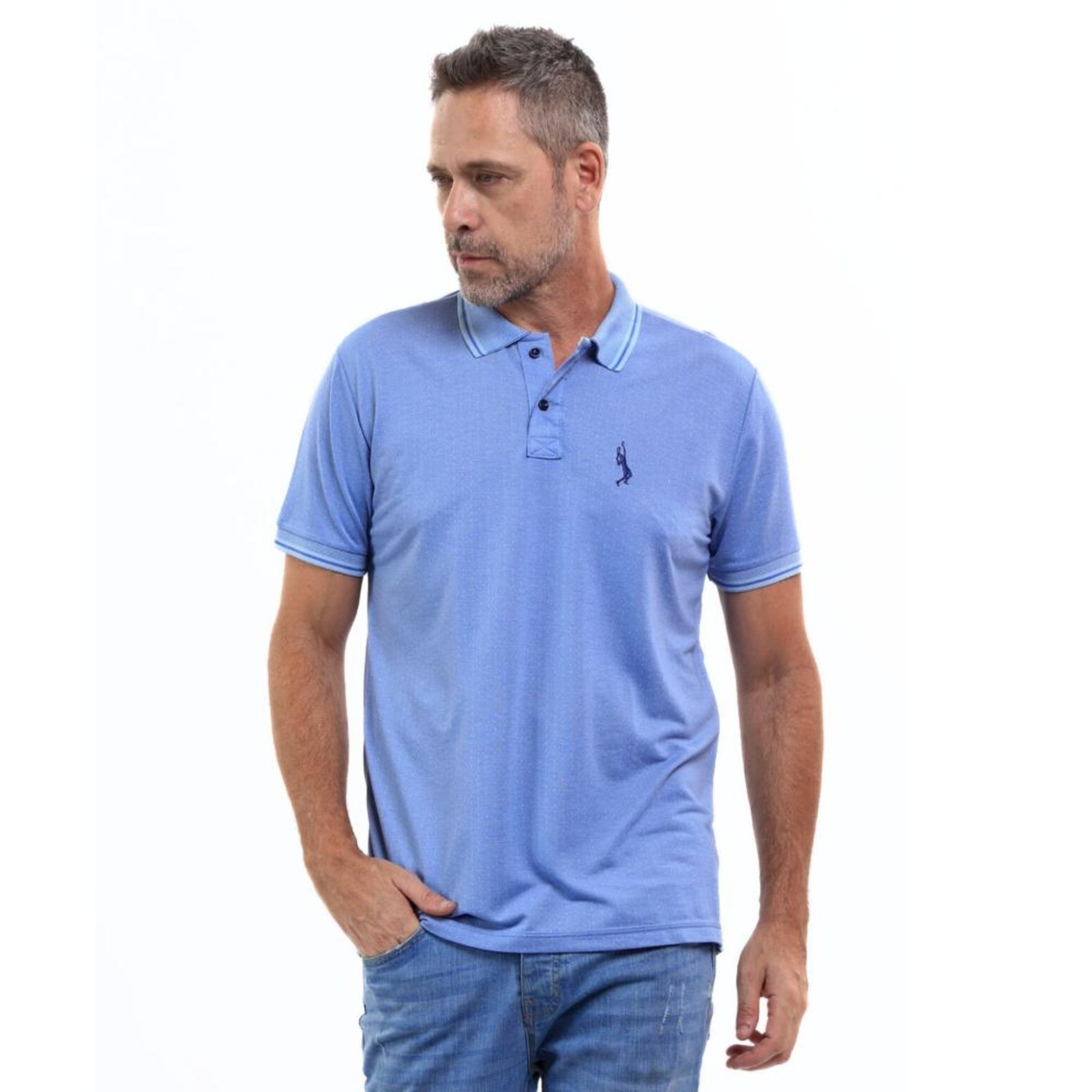 Camisa Polo John Pull Masculina Slim Casual Piquet Viscose