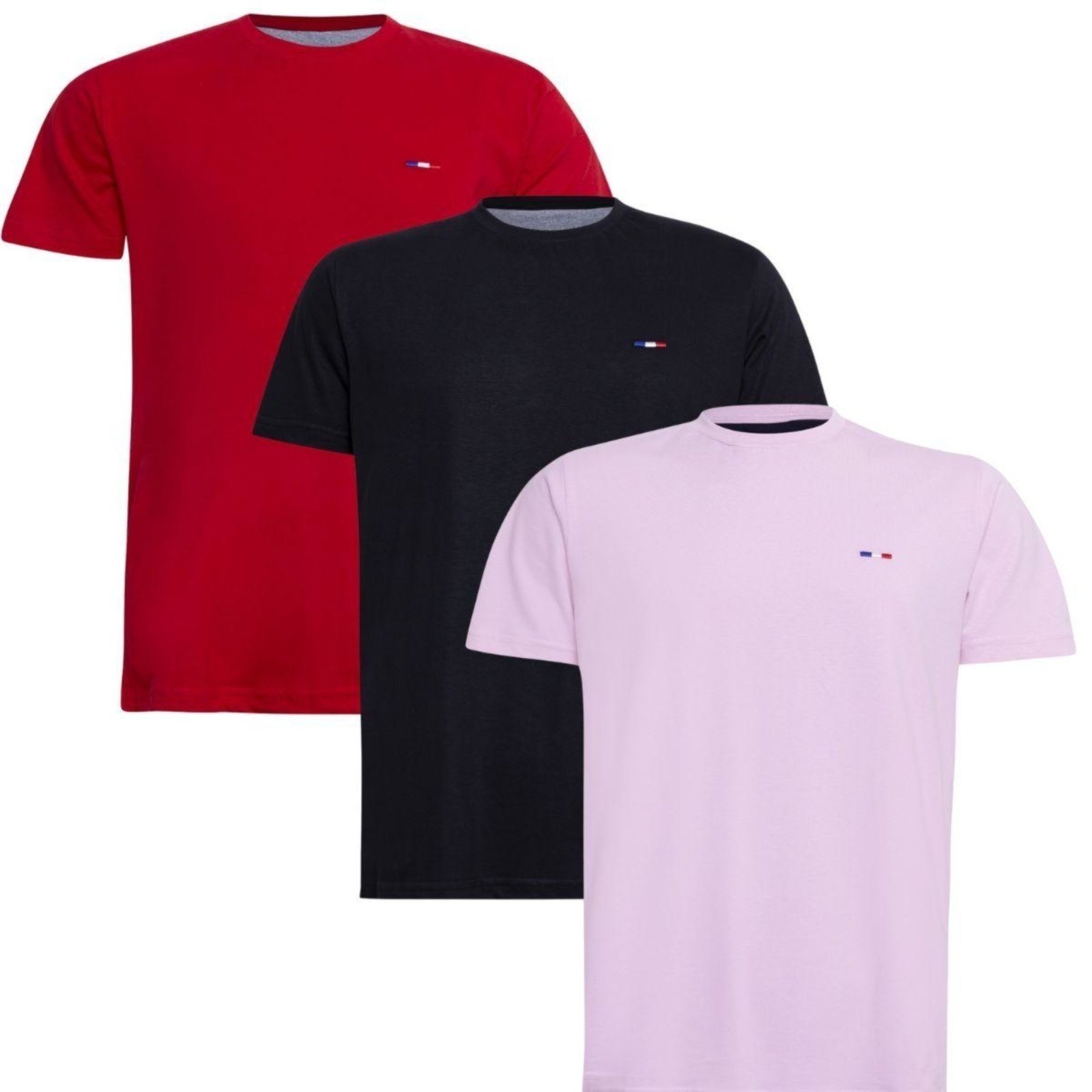 Kit 3 peças Camiseta Industrie Básica Bordada França Tommi Algodão Premium Masculina