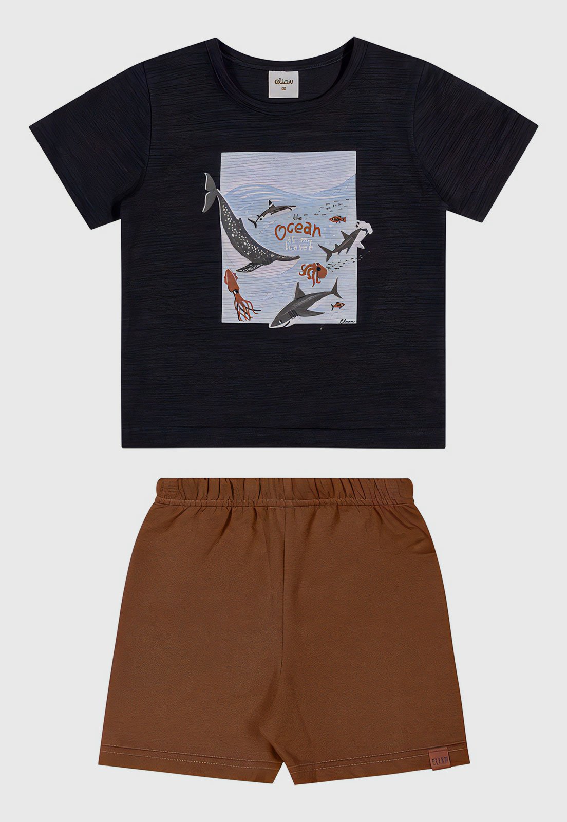 Infantil – Conjunto 2pçs Manga Curta Elian Camiseta E Bermuda Preto
