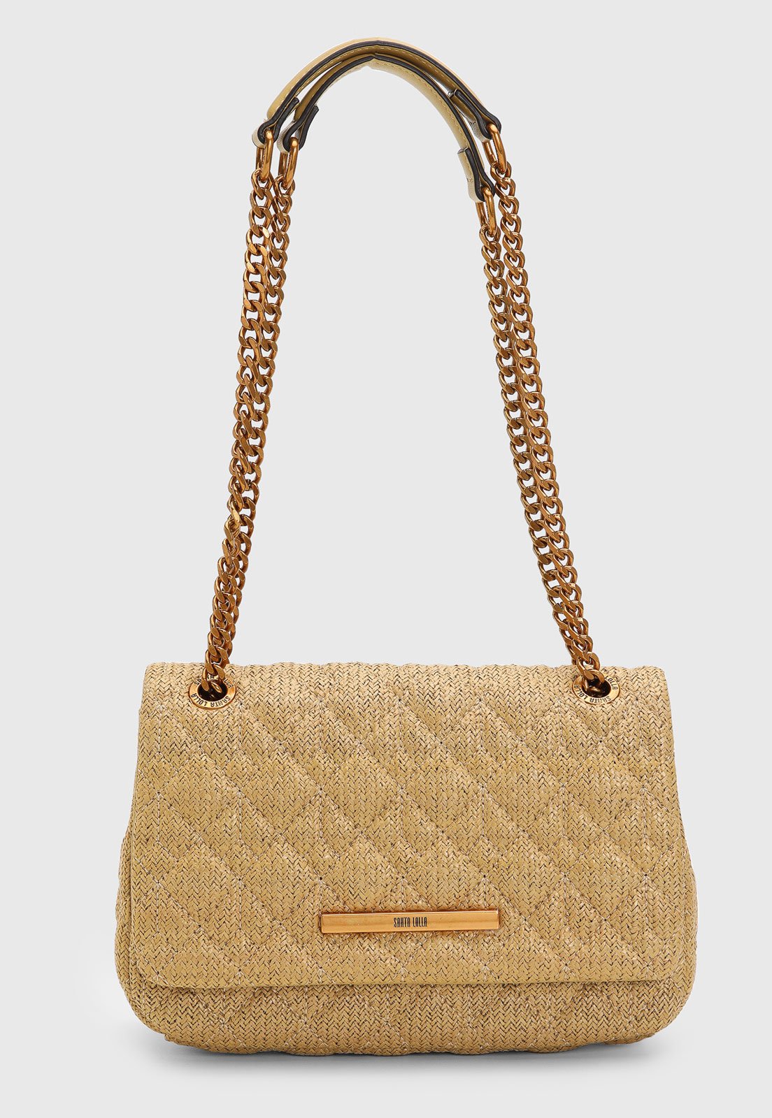 Bolsa Média Santa Lolla Palha Tramado Bege