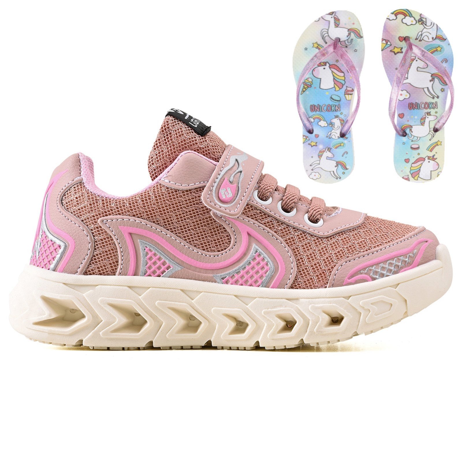 Infantil – Tenis Casual Jogger Meninas Escolar Basico + Chinelo