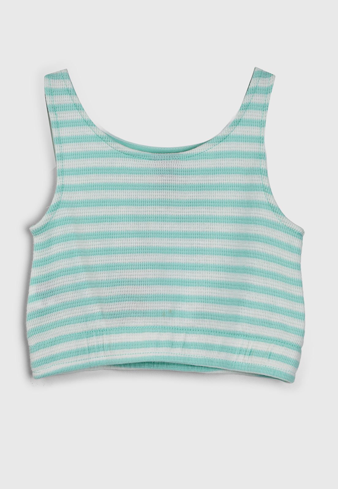 Vista 2 Infantil - Blusa Hering Cropped Listrada Hering Kids verde Hering Kids verde