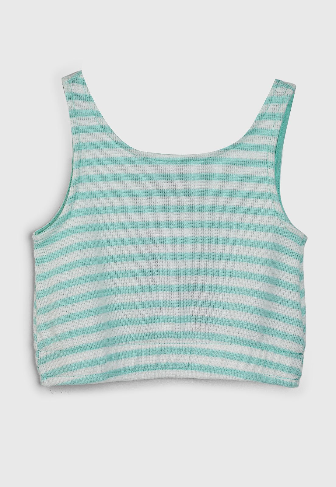 Vista 3 Infantil - Blusa Hering Cropped Listrada Hering Kids verde Hering Kids verde