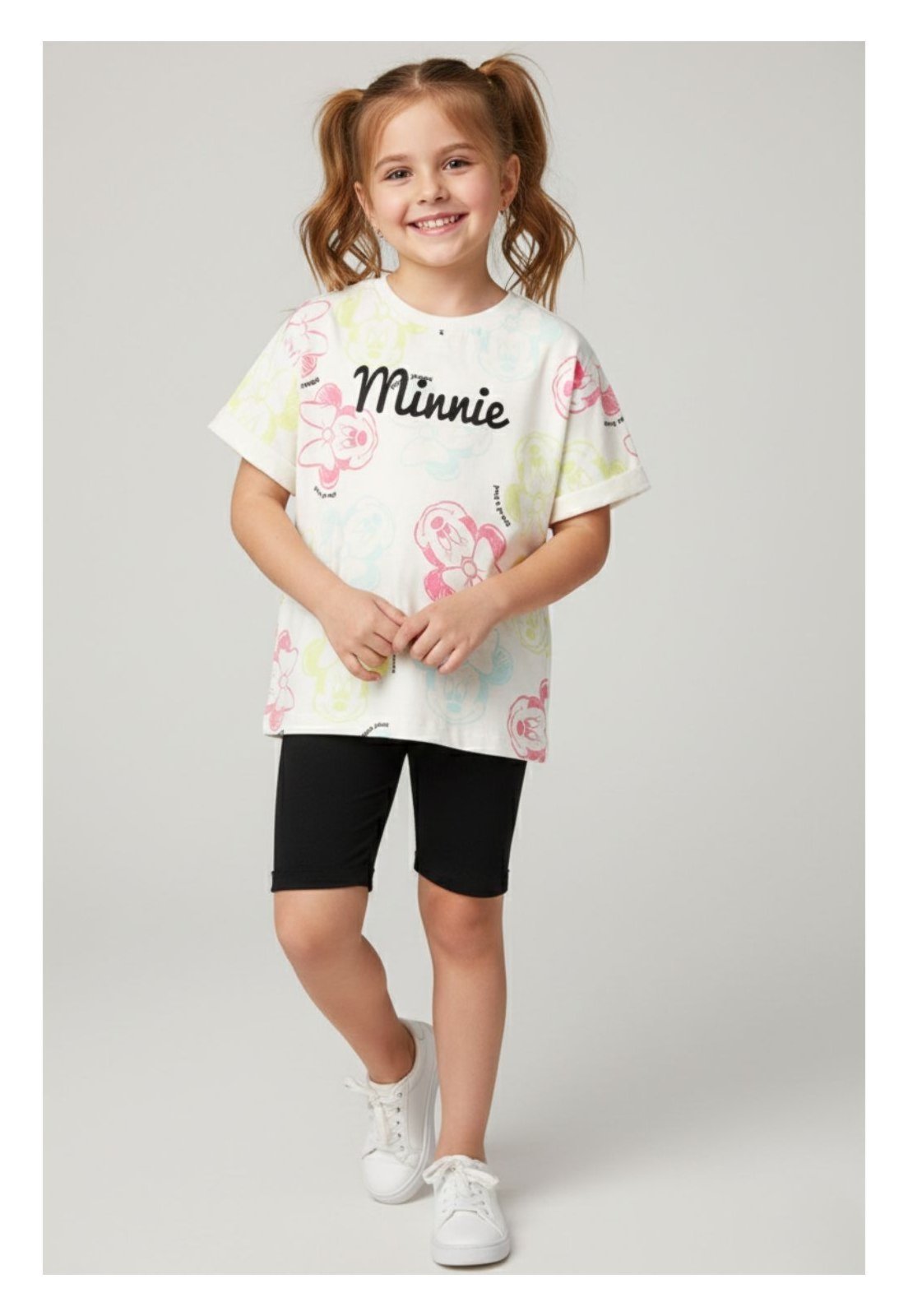Infantil - Conjunto Disney Feminino Oversized Com Ciclista Minnie