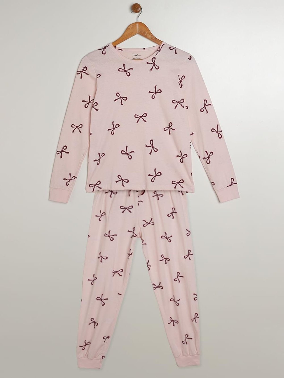 Pijama Longo Estampado Juvenil Para Menina - ROSA