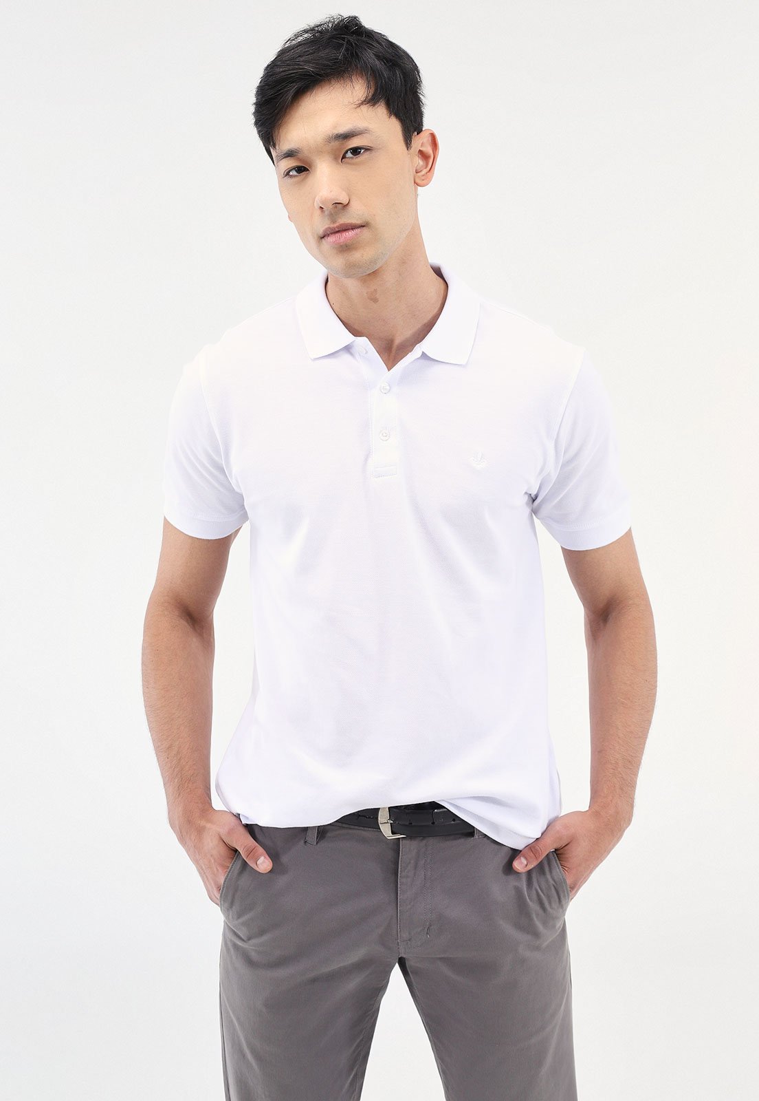 Camisa Polo Dudalina Reta Logo Branca