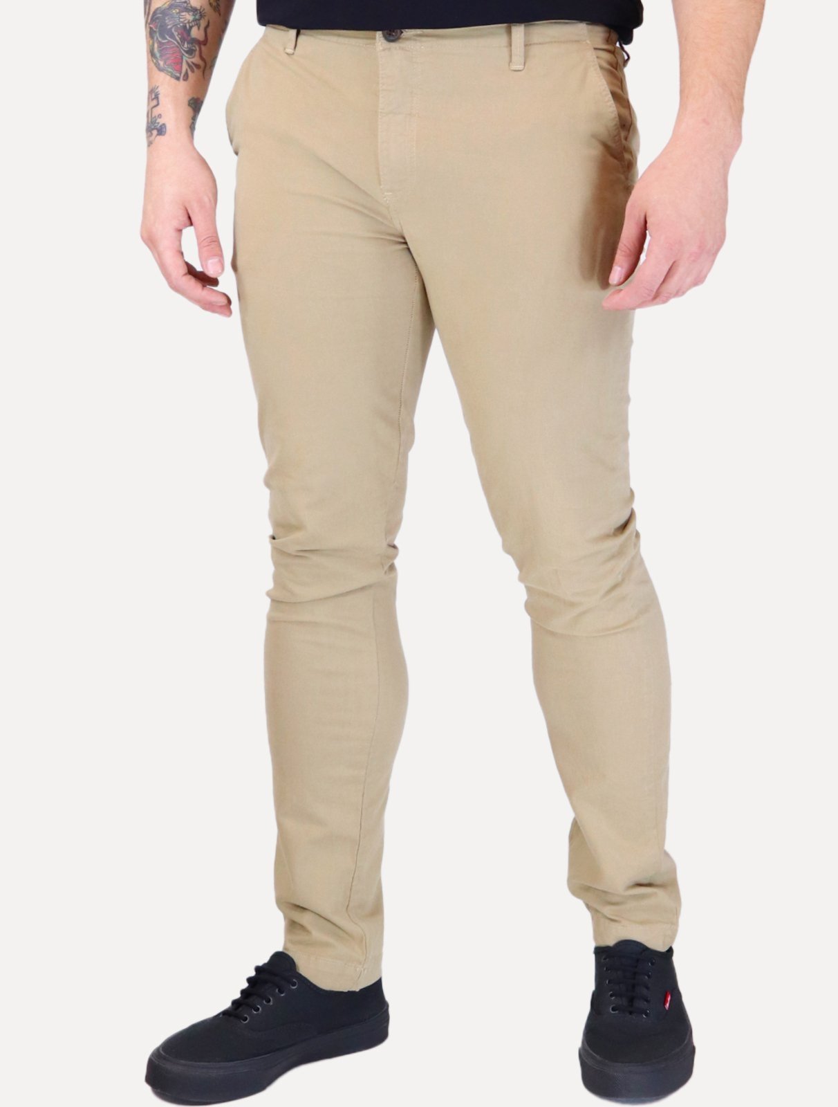 Calça Sergio K Masculina Chino Sarja Elastano Cáqui