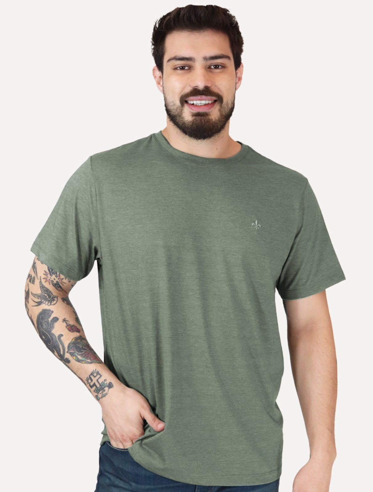 Camiseta Dudalina Masculina Regular Mono Icon Verde Médio
