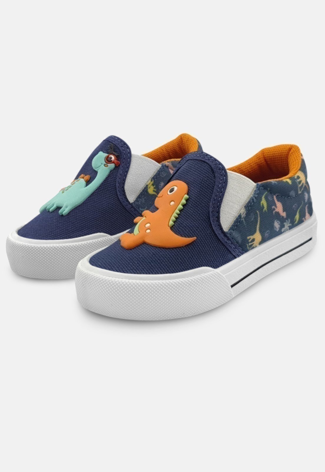 Infantil – Tênis Mzkid Mz Flex Menino Dinossauros Marinho/Laranja