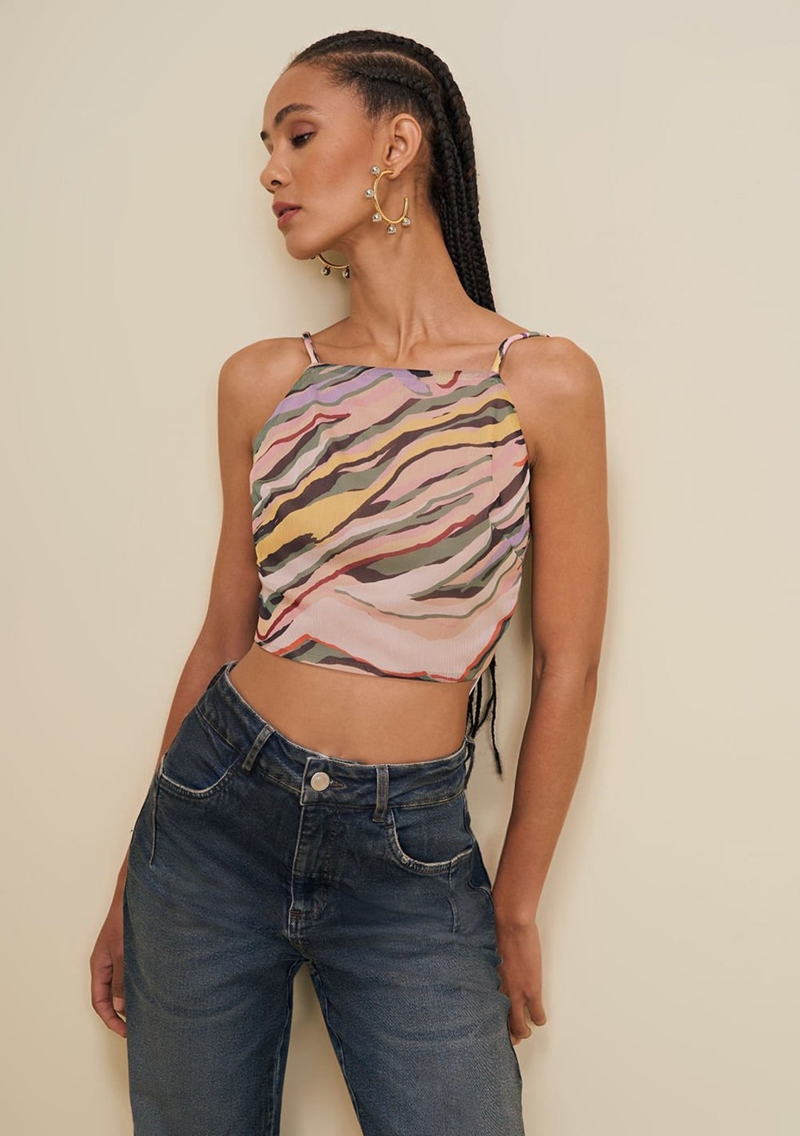 Blusa Morena Rosa Cava Francesa Amarração Costas Rosa