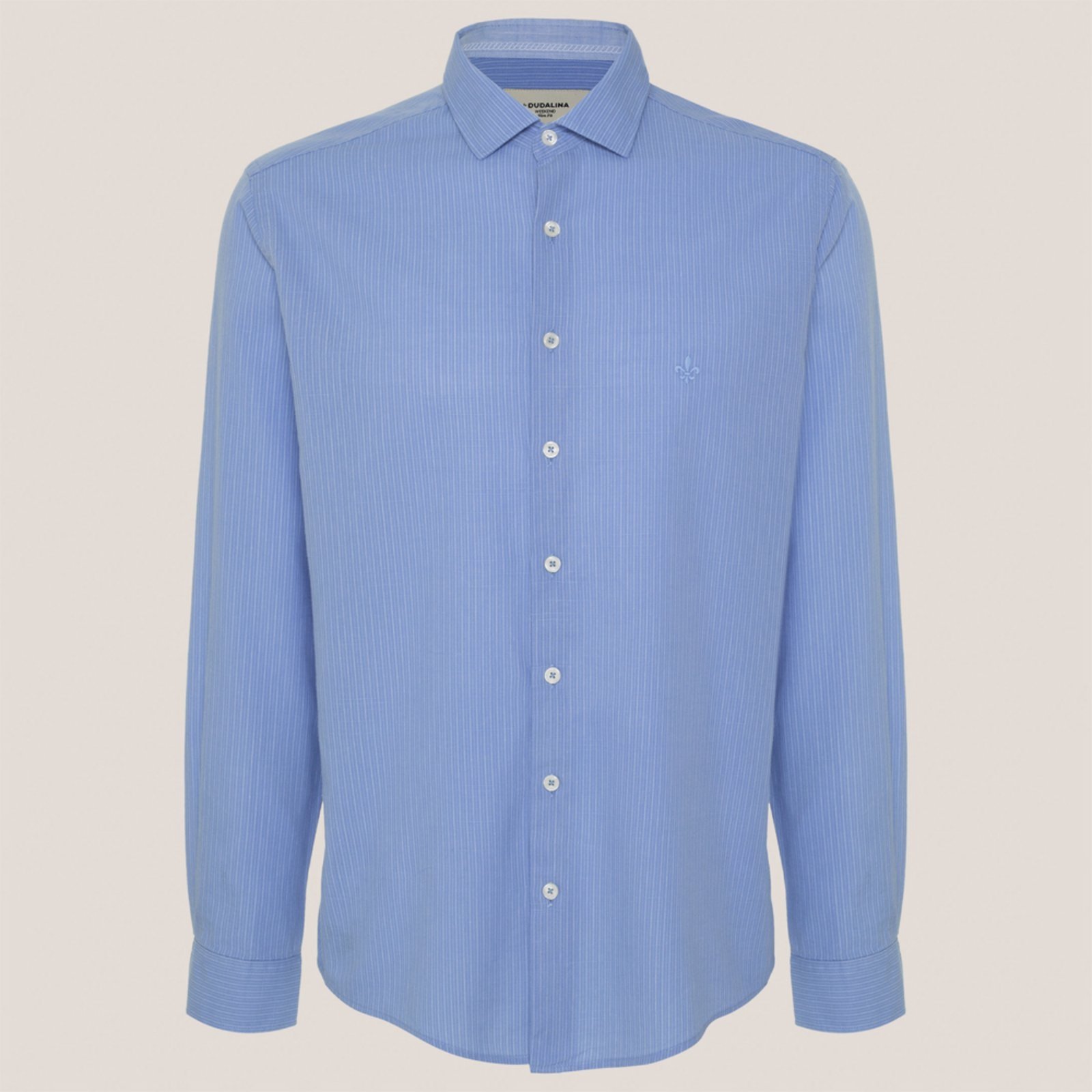 Camisa Slim Dudalina Listrada Slub Ve26 Azul Masculino