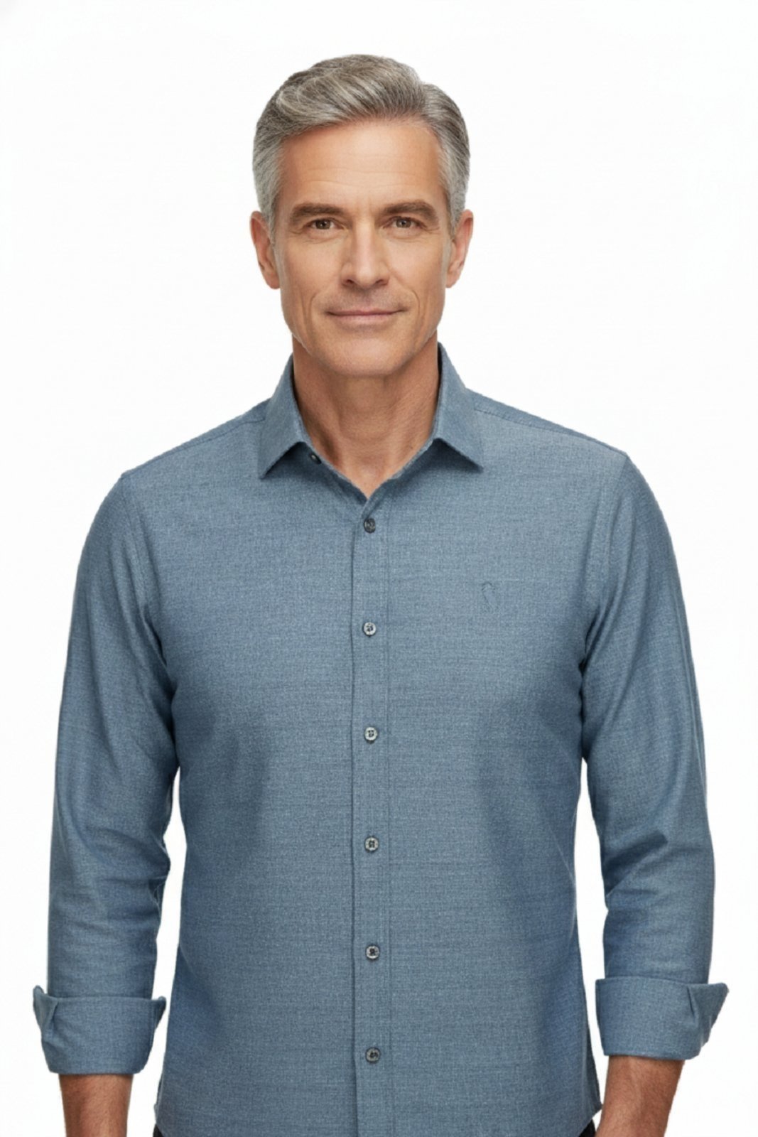 Camisa Manga Longa Amil Bard Modelagem Slim Tecido Passa Fácil 1863 Petróleo