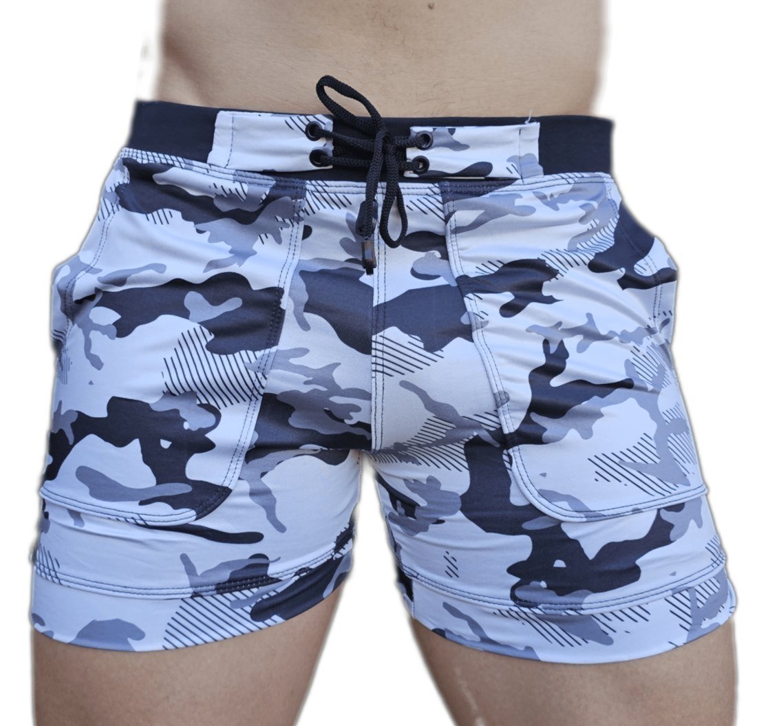 Bermuda & Sunga Boxer Grigo Collection Camuflado Cinza Clara