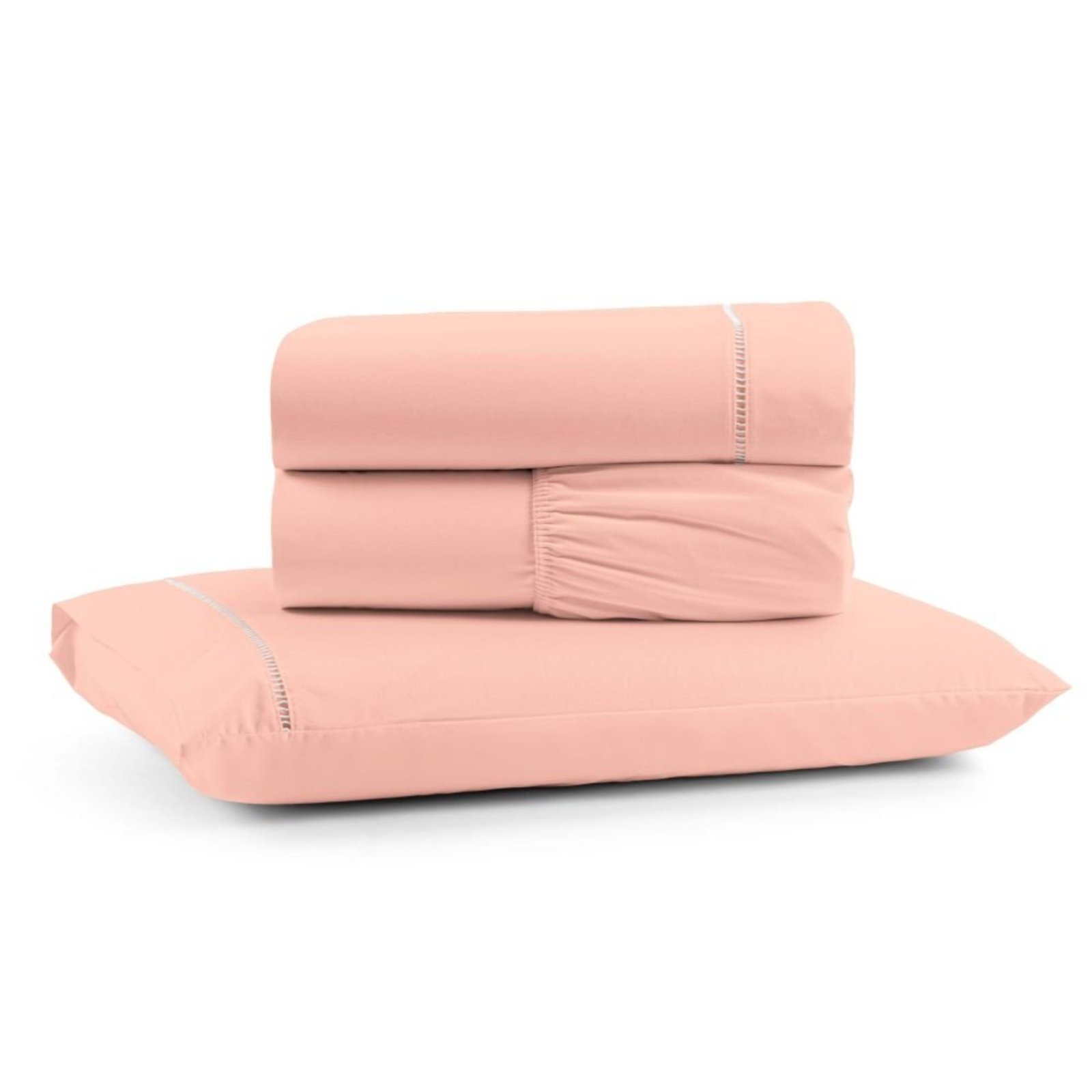 Jogo de Lençol Solteiro Mirante 3 Peças - Rosa - 100% Algodão