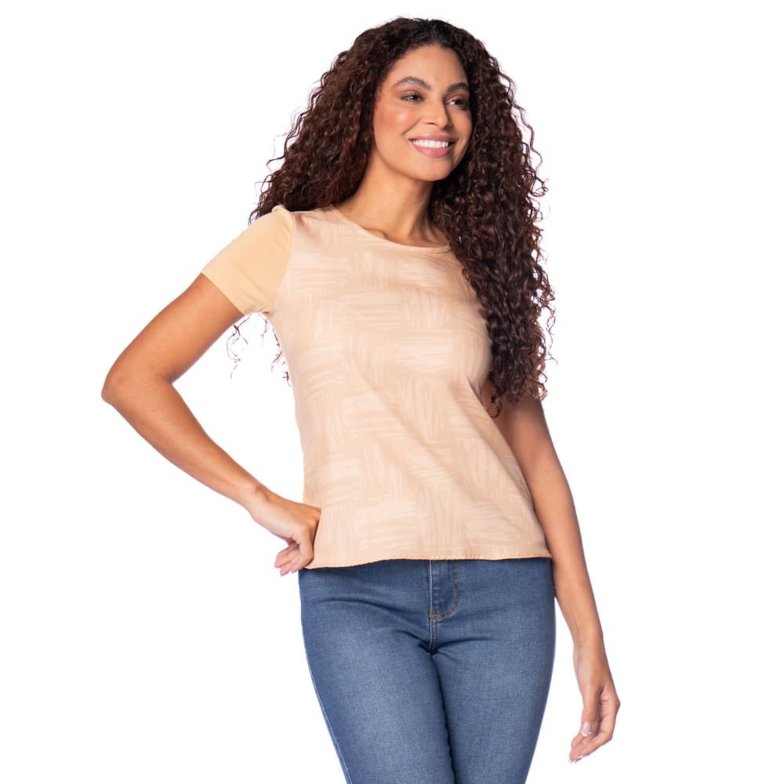 Blusa Feminina Habana Estampa Frontal Bege