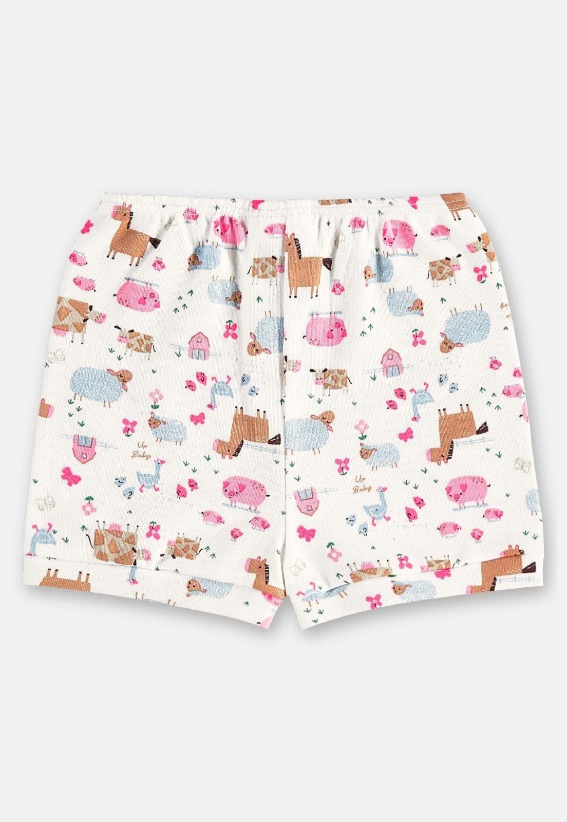 Vista 3 Infantil - Short Menina em Suedine Up Baby branco Up Baby branco