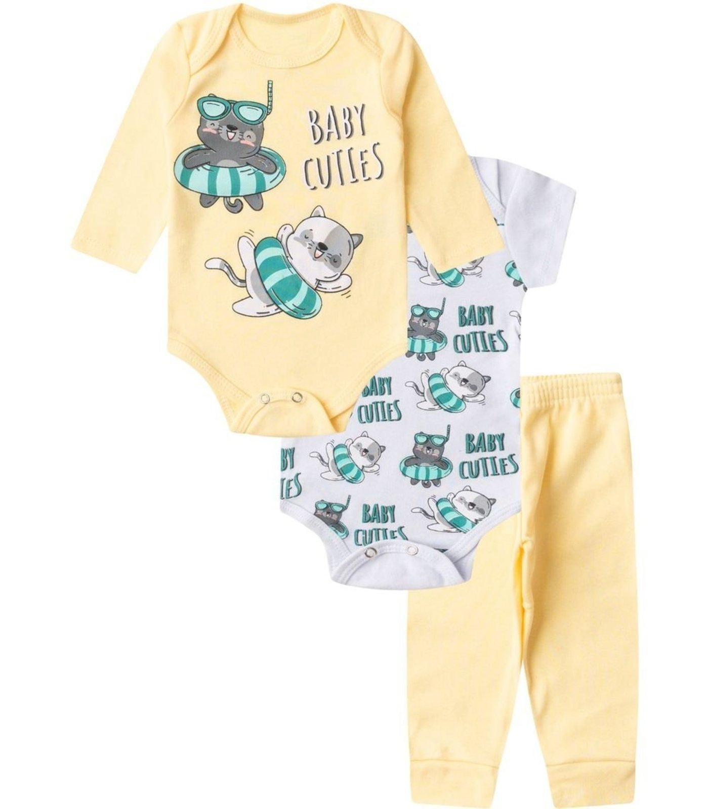 Infantil - Kit Body Longo 3 Peças Kappes Amarelo