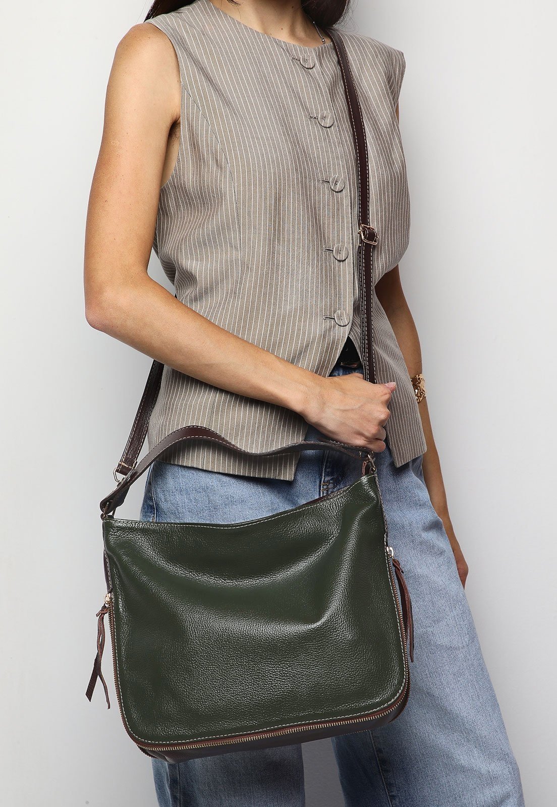 Bolsa SN Couros Flórida Verde/Marrom