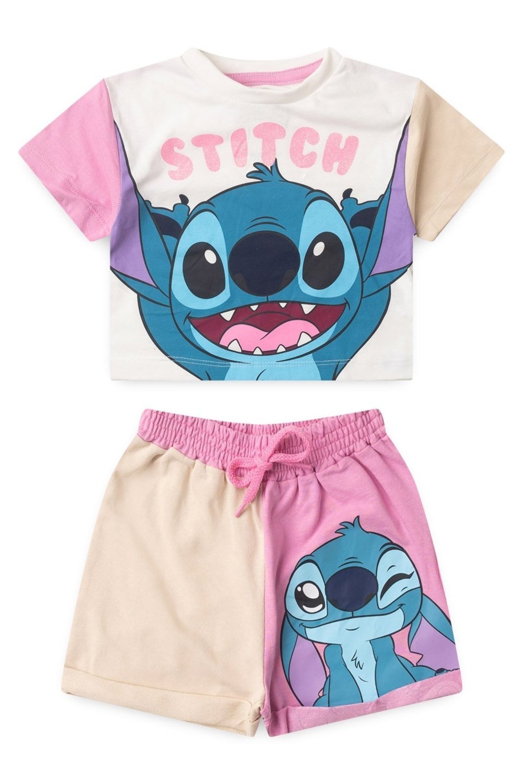 Infantil - Conjunto Disney Feminino Blusa Box e Shorts Stitch