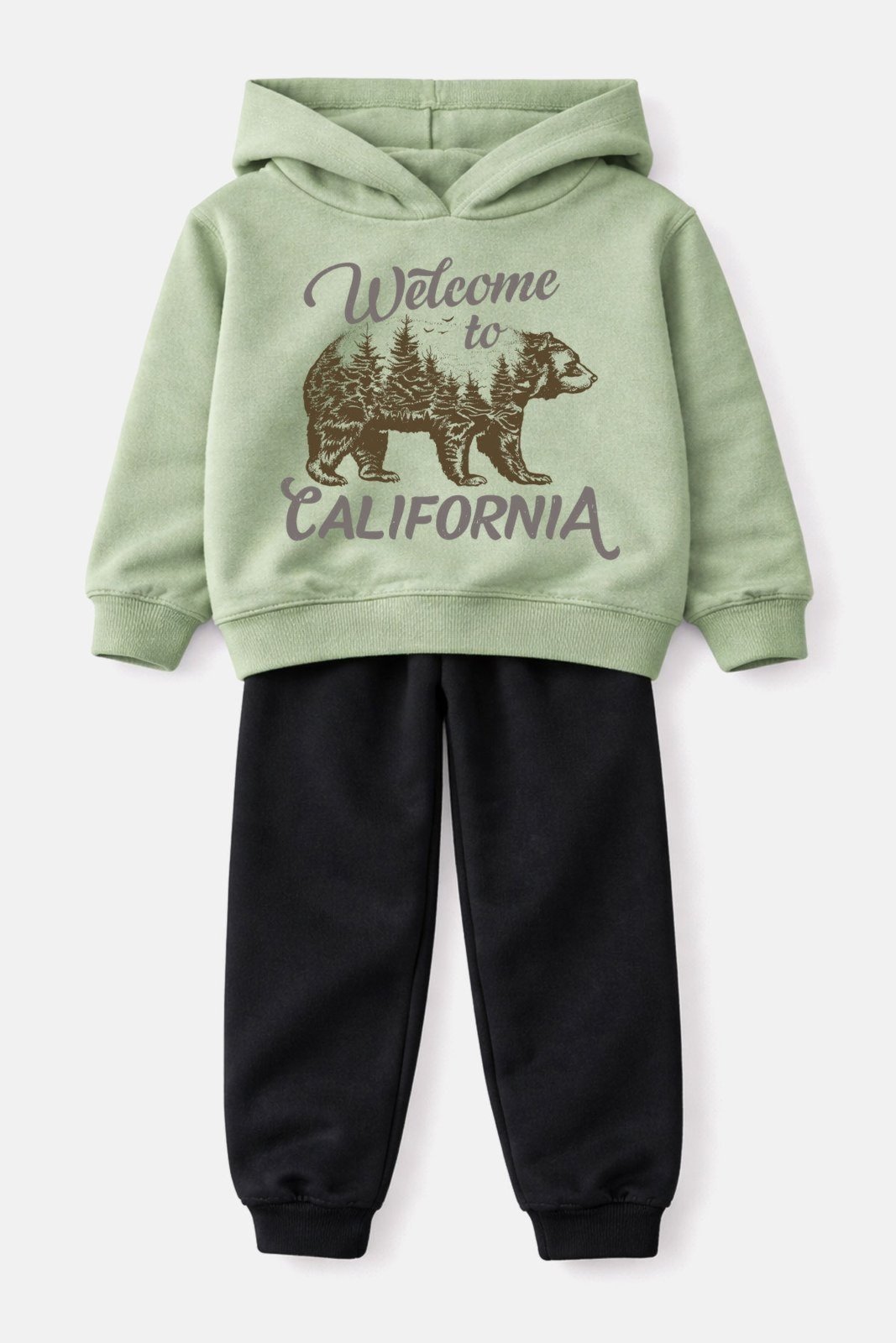 Vista 2 Infantil - Conjunto Moletom Peluciado Welcome to California Babei no Look verde Babei no Look verde