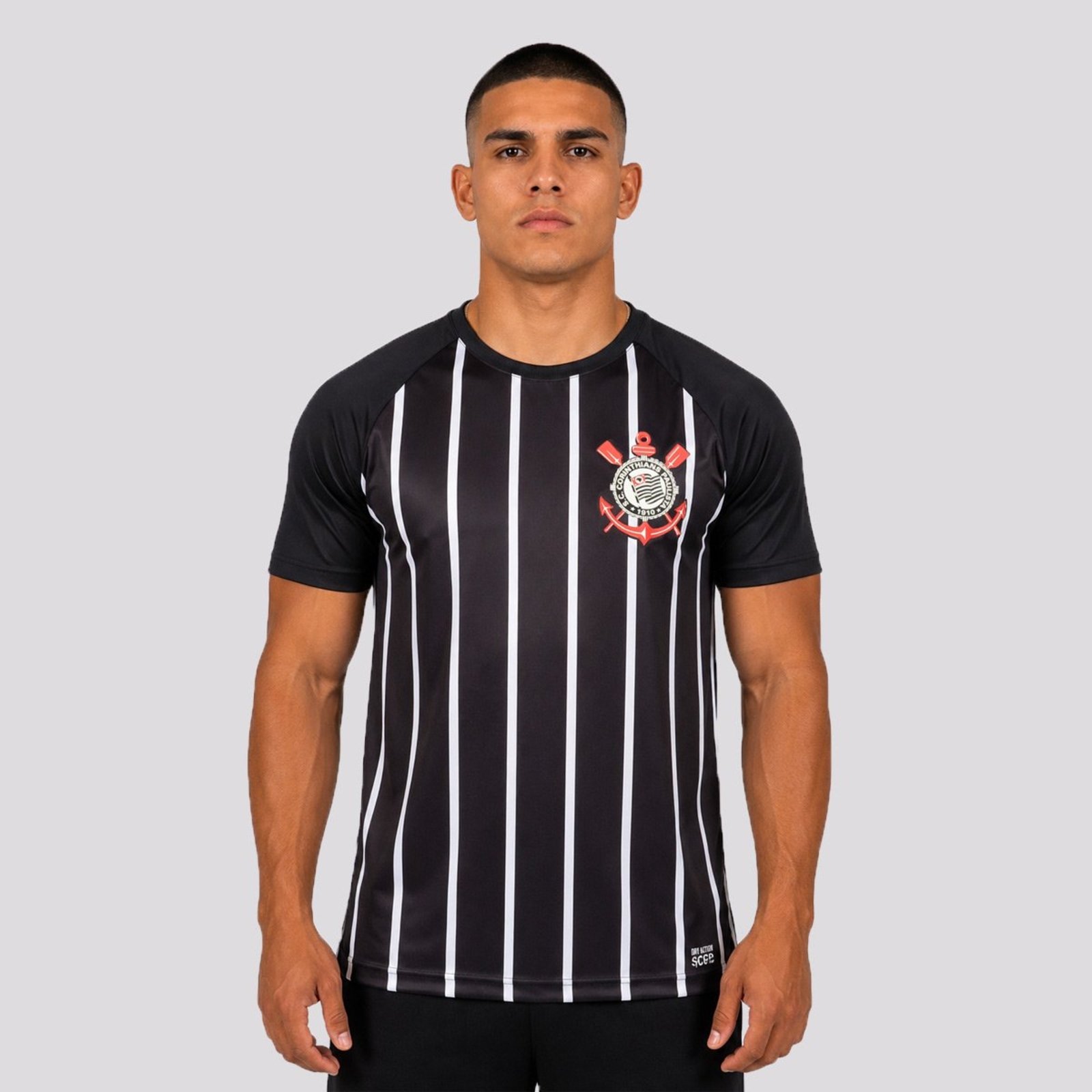 Camisa Corinthians Fitness Raglan Preta