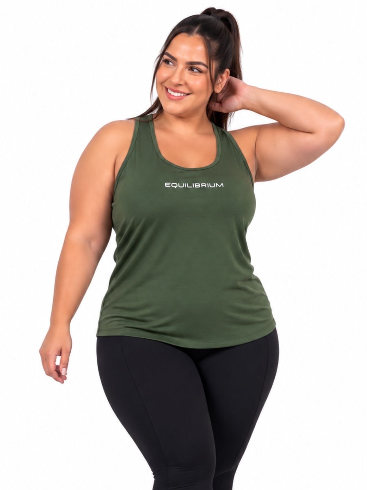 Camiseta Regata Feminina Plus Size Equilibrium Sallada Mista Treino Academia Verde