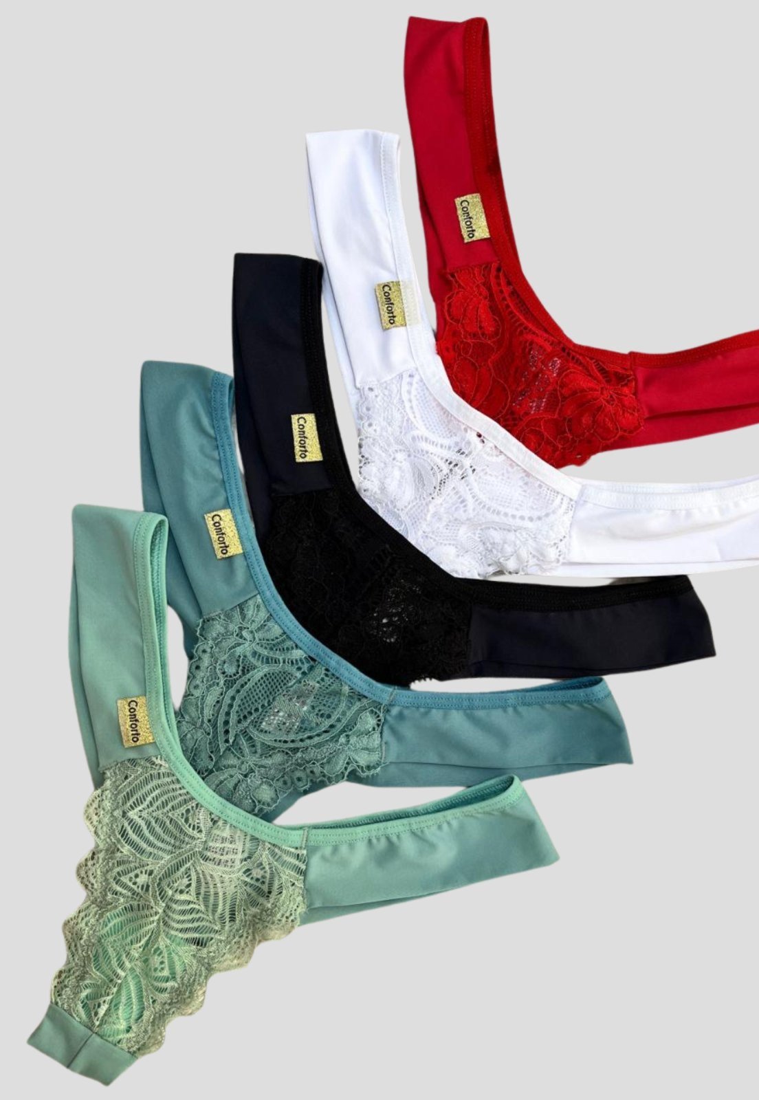 Kit 3 Calcinha Fio Duplo Poliamida Conforto Tanga Em Renda Lingerie