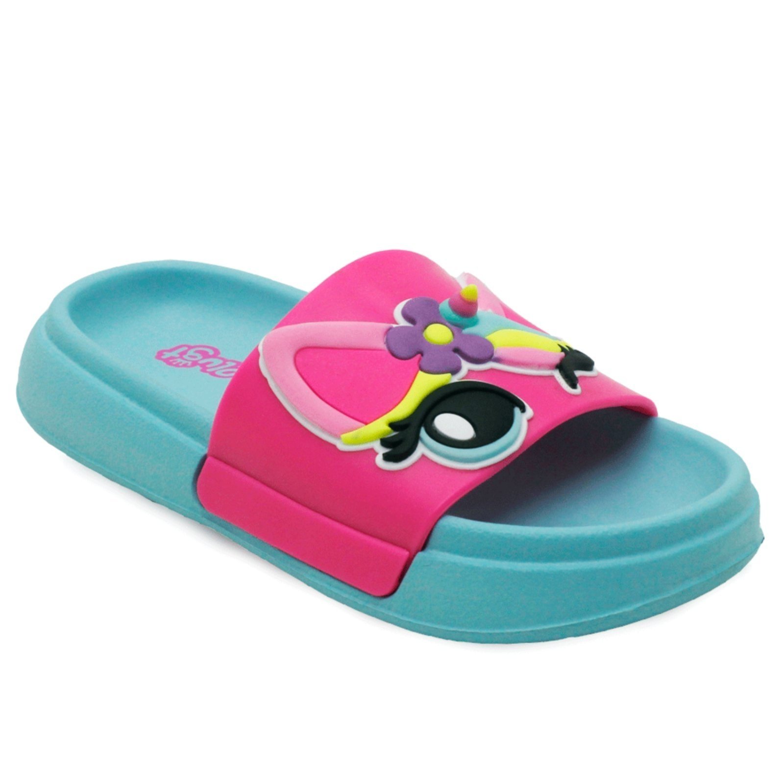Infantil – Chinelo Slide Menina Plugt Unicórnio 3D Macio EVA Nuvem Leve Confortável Pink