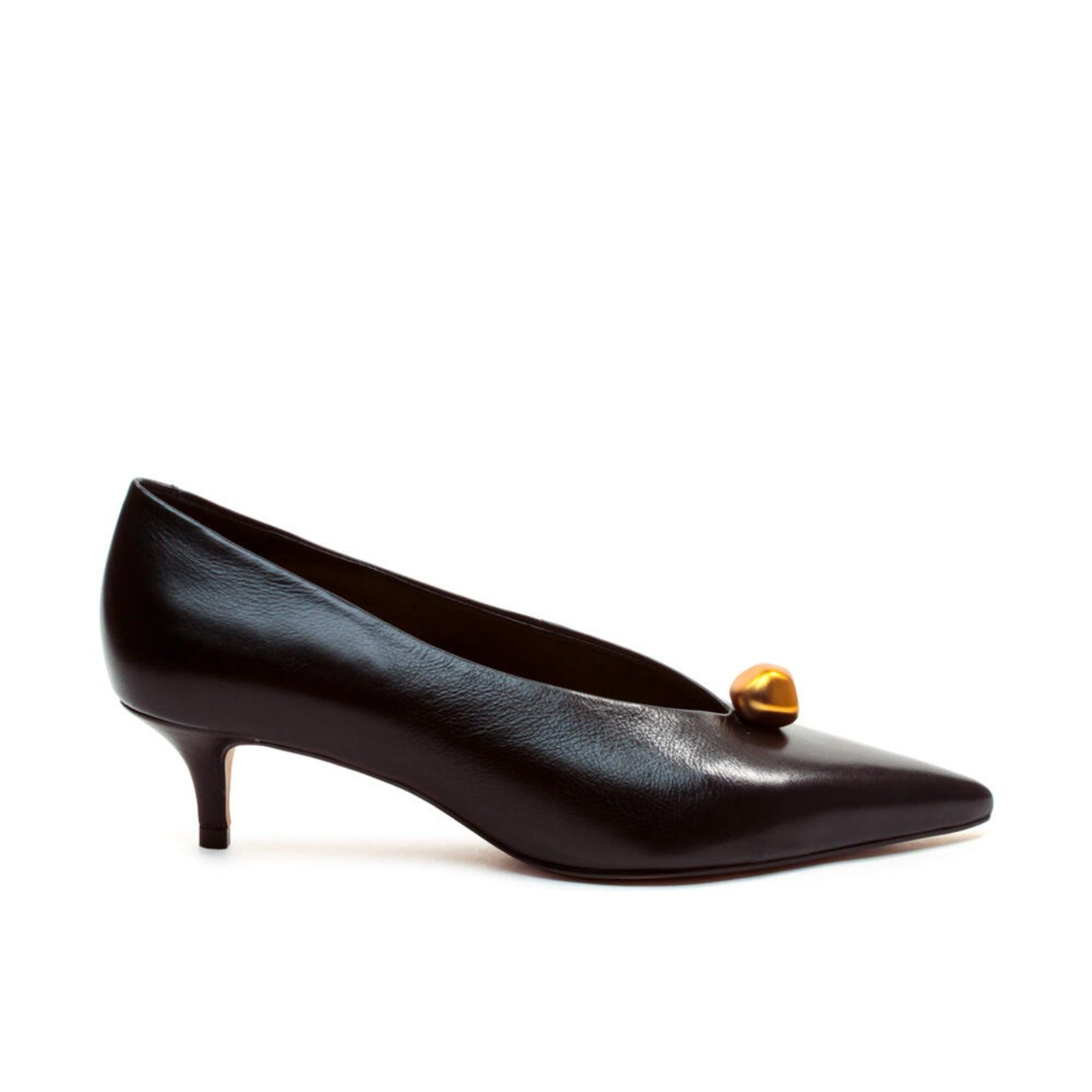 Scarpin Couro Preto Salto Baixo Cecconello 2629014-1