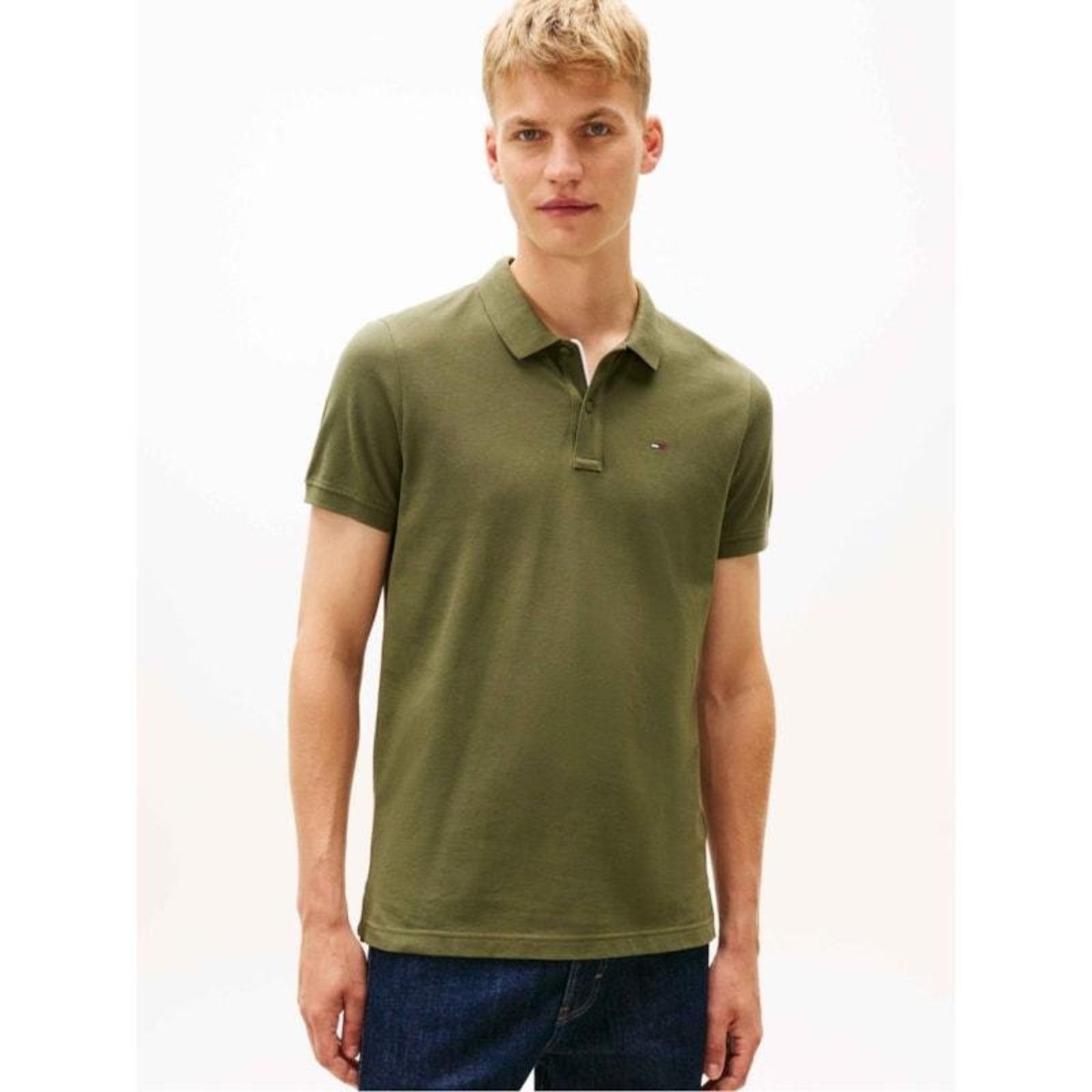 Polo Piquet Regular Fit Tommy Jeans Verde