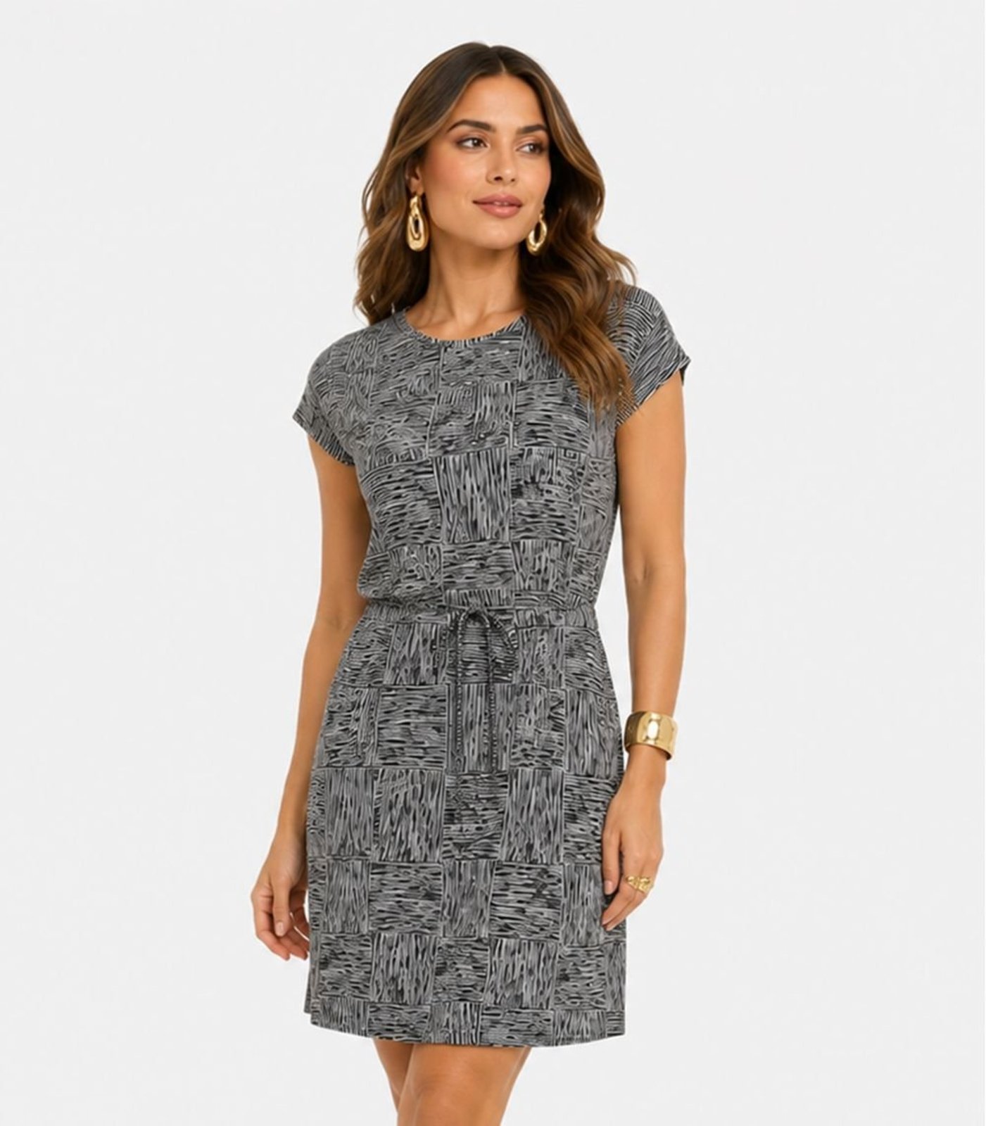 Vestido Curto Em Visco Premiere Infinita Cor Bege