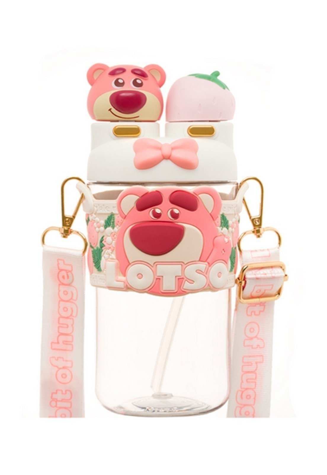 Vista 2 Infantil - Garrafa de Água Squeeze Lotso Toy Story Rosa 700ml Escola Passeio Resistente Disney branco rosa Disney branco rosa