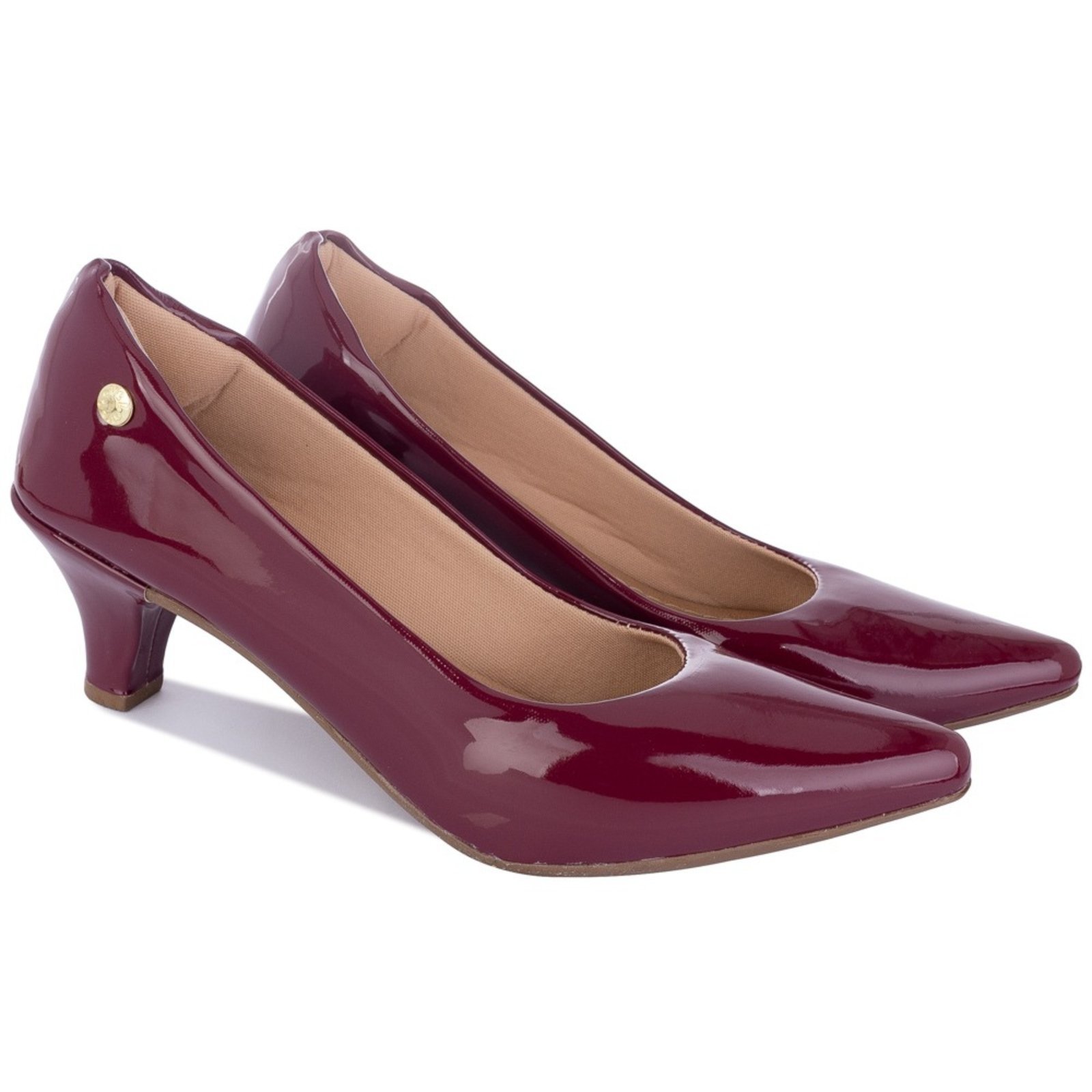 Scarpin Feminino Social Marsala Salto Bico Fino Verniz Confortável