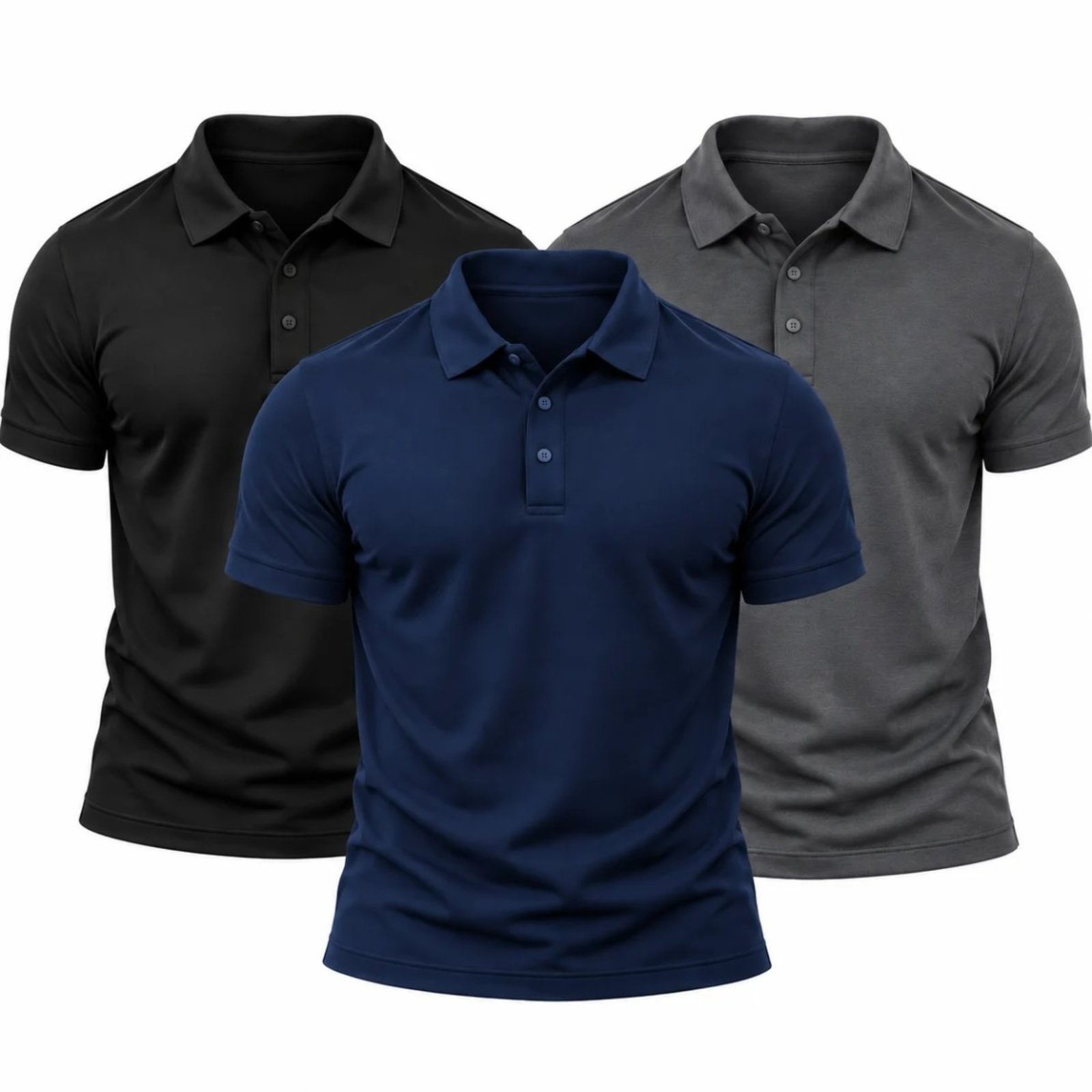 Kit 3 Camisas Polo Poliamida Masculina Básica Premium