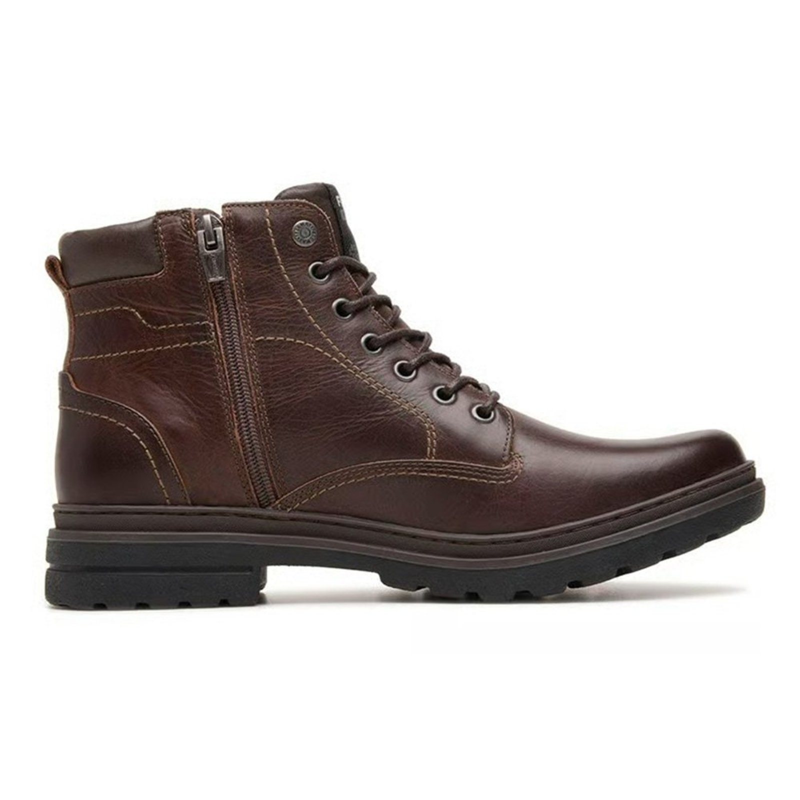 Bota Freeway Masculina Couro Zíper Lateral Robusta Marrom