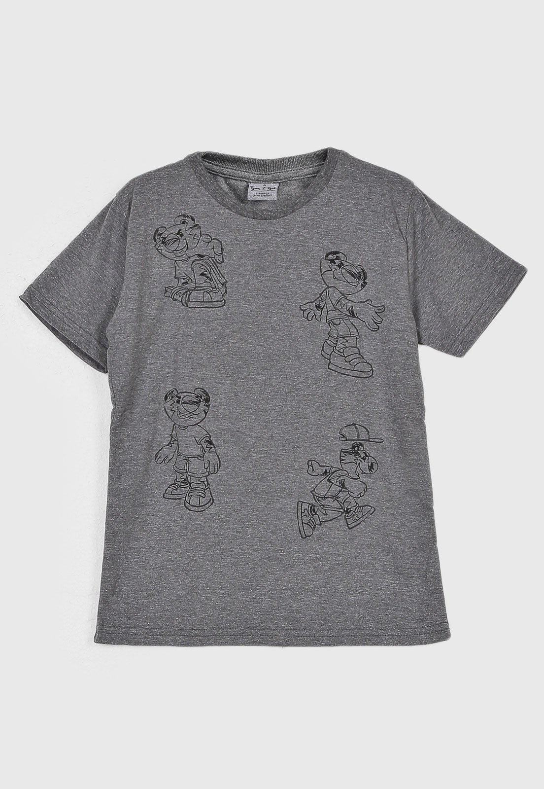 Infantil - Camiseta Tigor T. Tigre Estampa Personagem Cinza