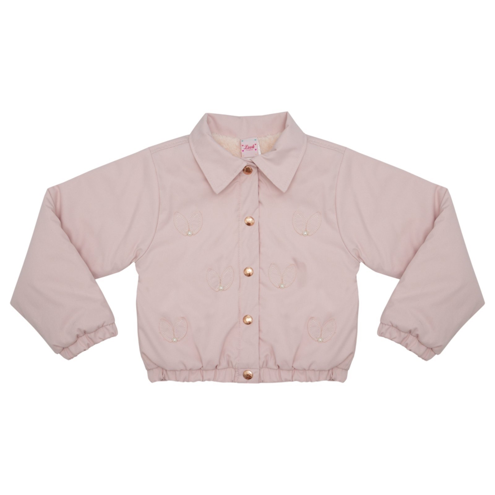 Vista 3 Infantil - Jaqueta Look Jeans Bomber Sarja rosê Look Jeans rosê