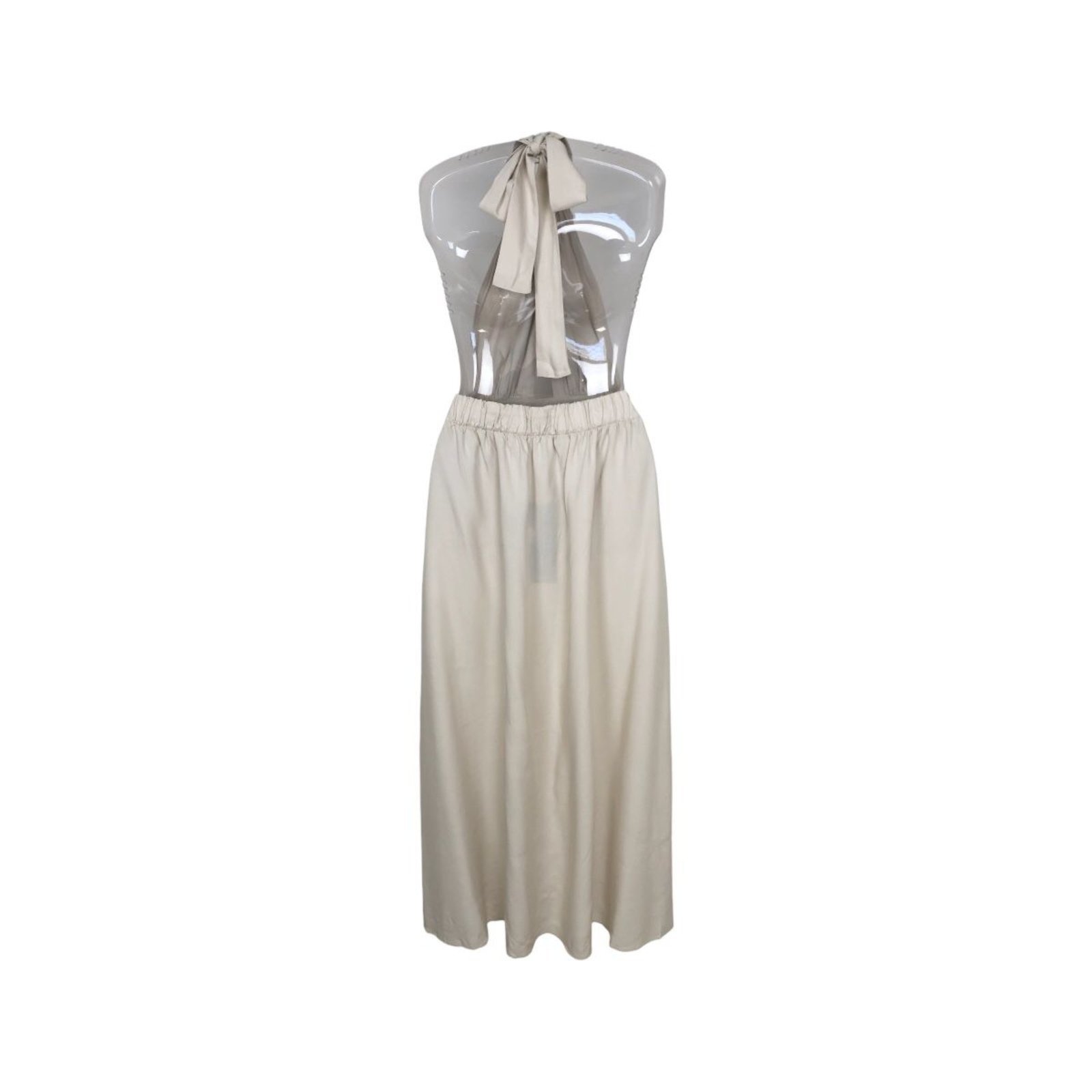Vista 3 Vestido Midi Joana Frente Única Com Amarração Colcci Colcci bege
