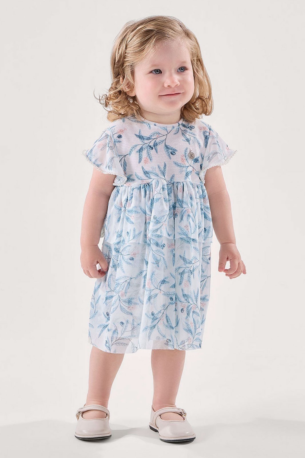 Infantil - Vestido Azul com Babado em Tule
