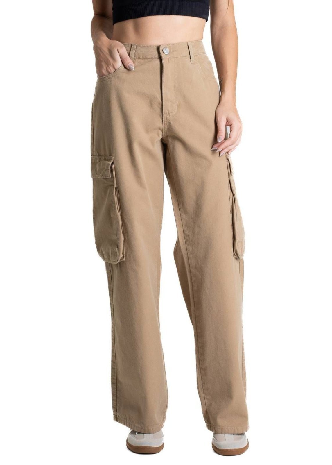 Calça Sarja Sawary Wide Leg – 280760 – Bege – Sawary