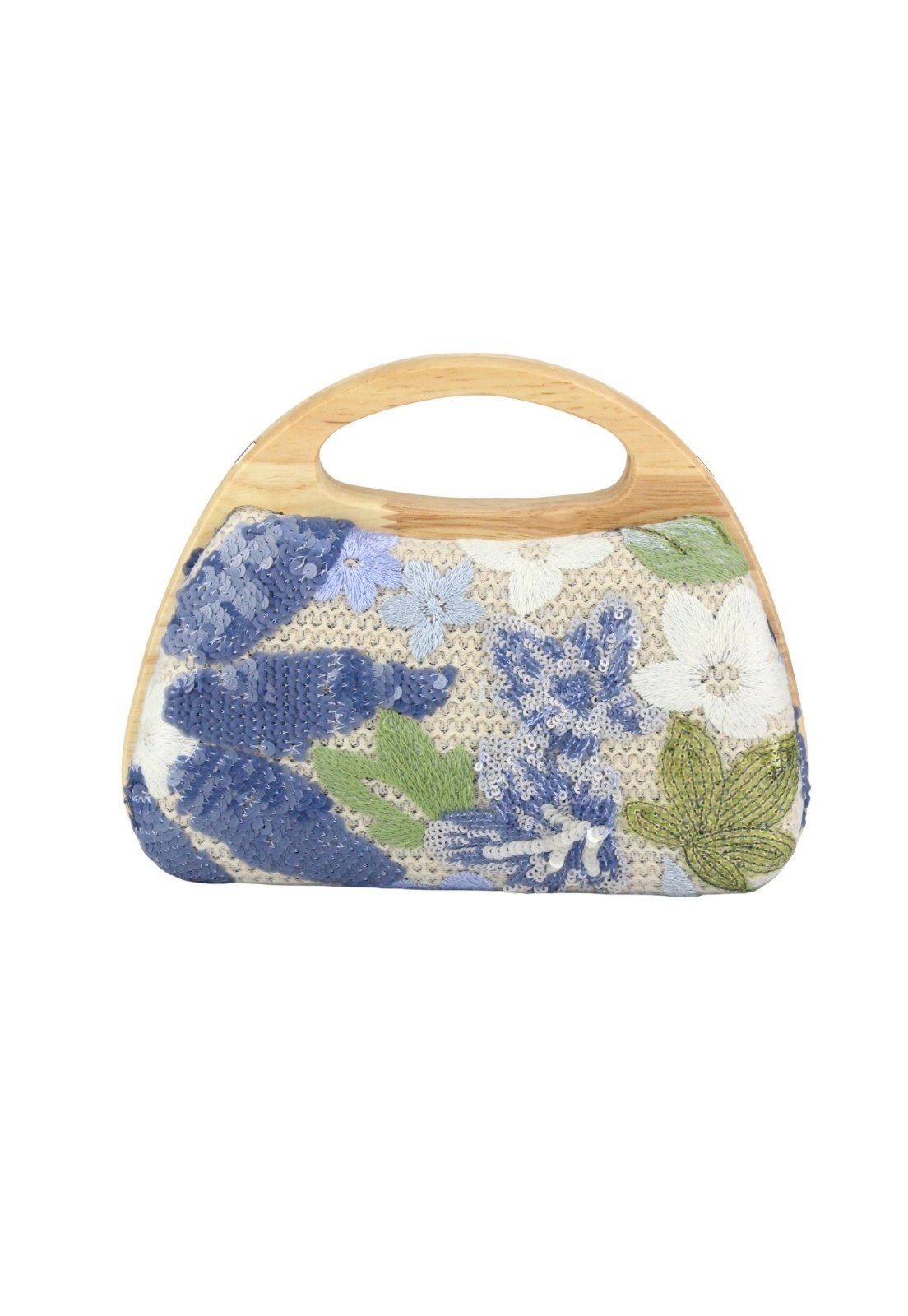 Clutch Nua Duza Madeira Bordado E Aplicações Azul