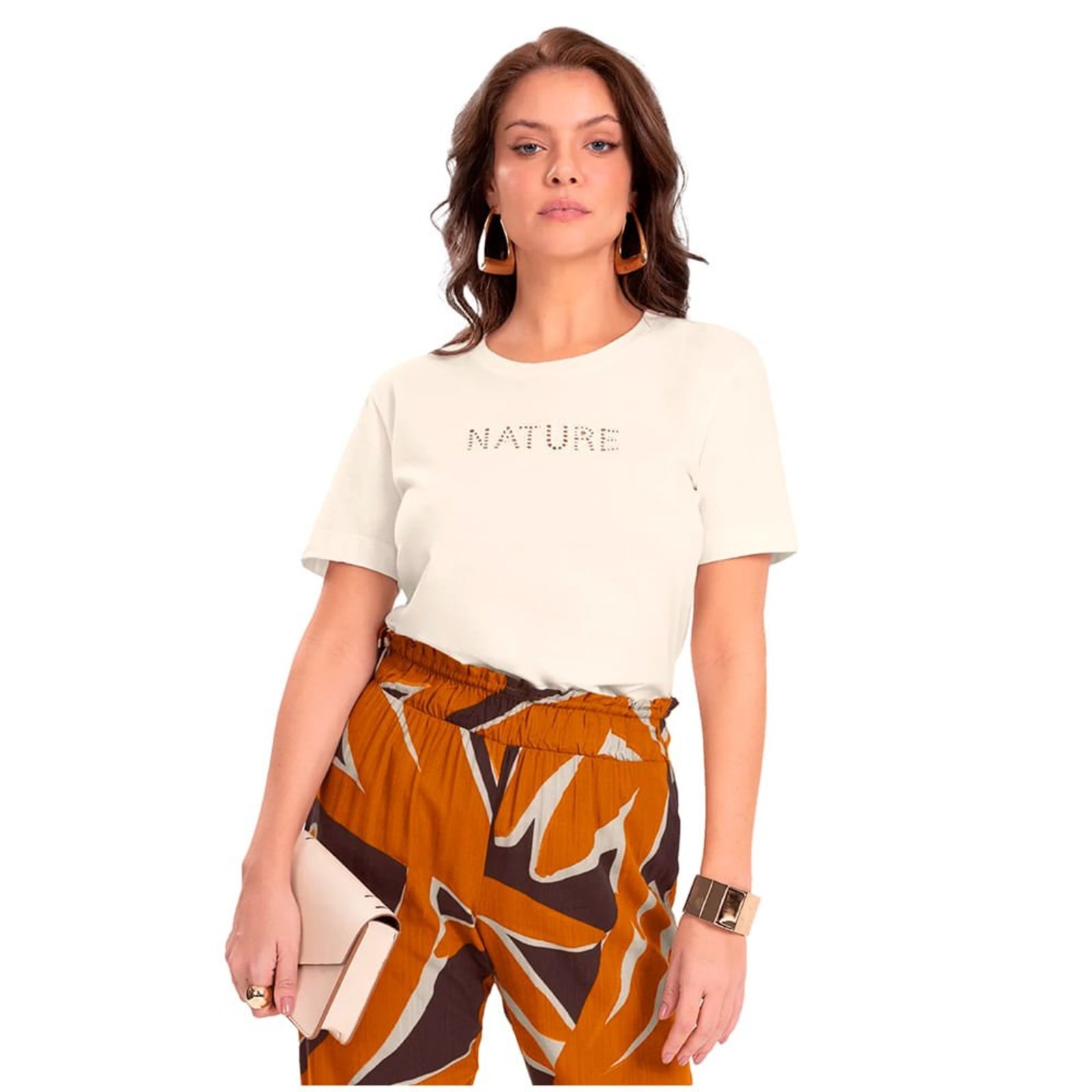 T-shirt Feminina Endless com Bordado Nature Off White