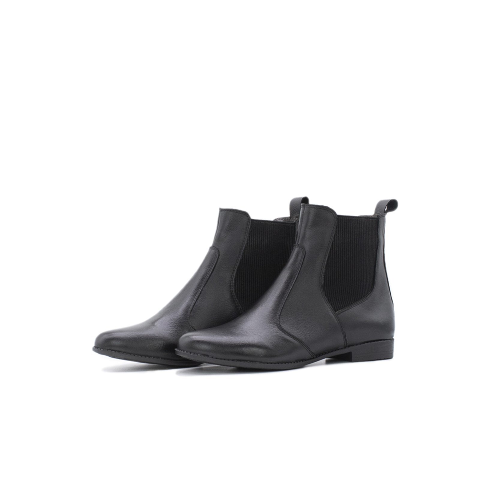 Bota Coturno Chelsea em Couro Feminina Tellini Store Preta Elastico