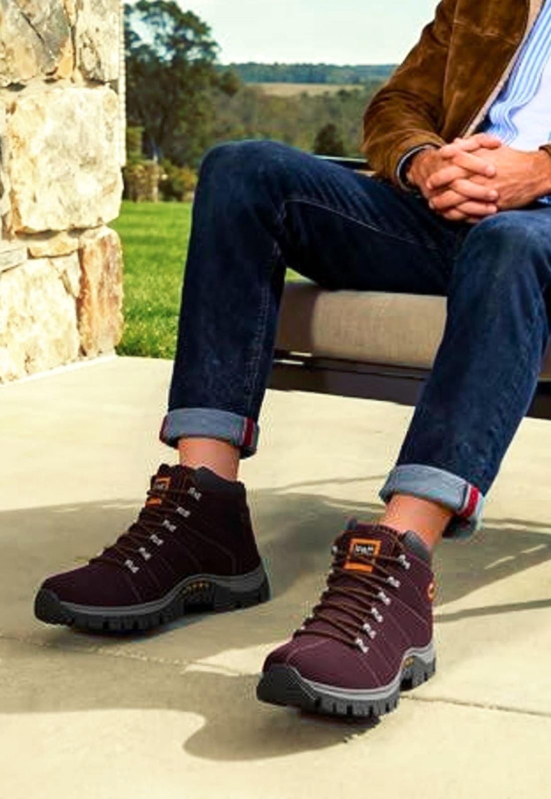 Bota Masculina Adventure Couro Pantanal Brasil Clube do Sapato de Franca DFT Track Trail Café