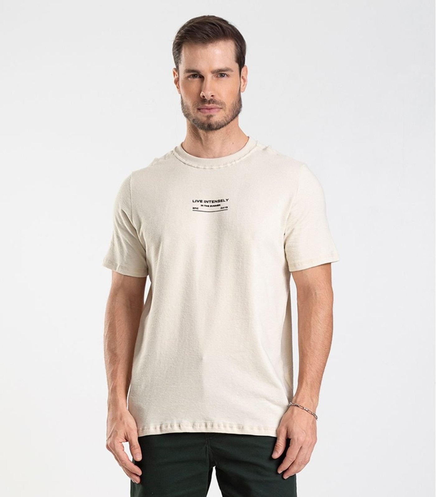 Camiseta Masculina Malhão Fruit Diametro Bege