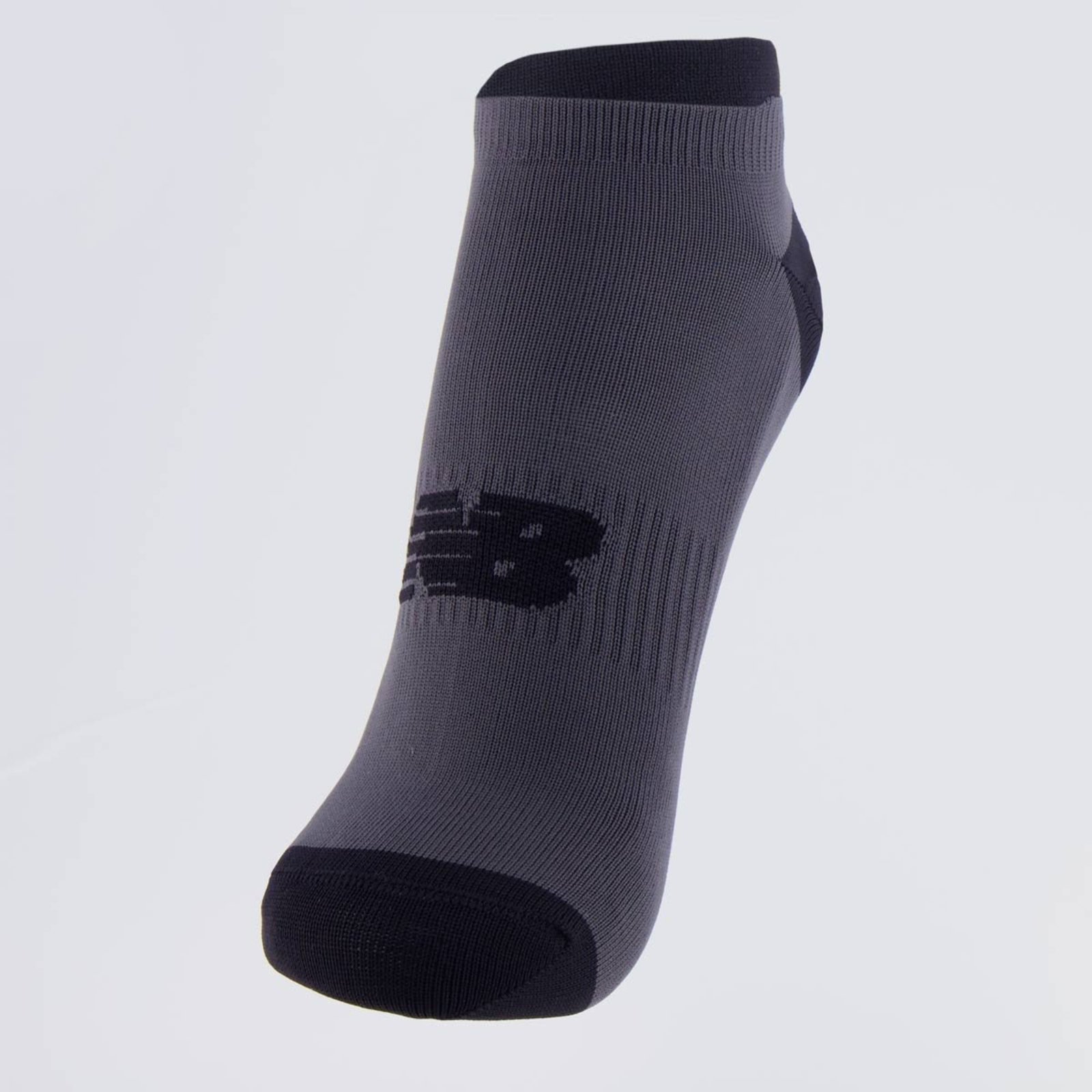 Meia New Balance Cano Invisível Performance Cinza e Preta